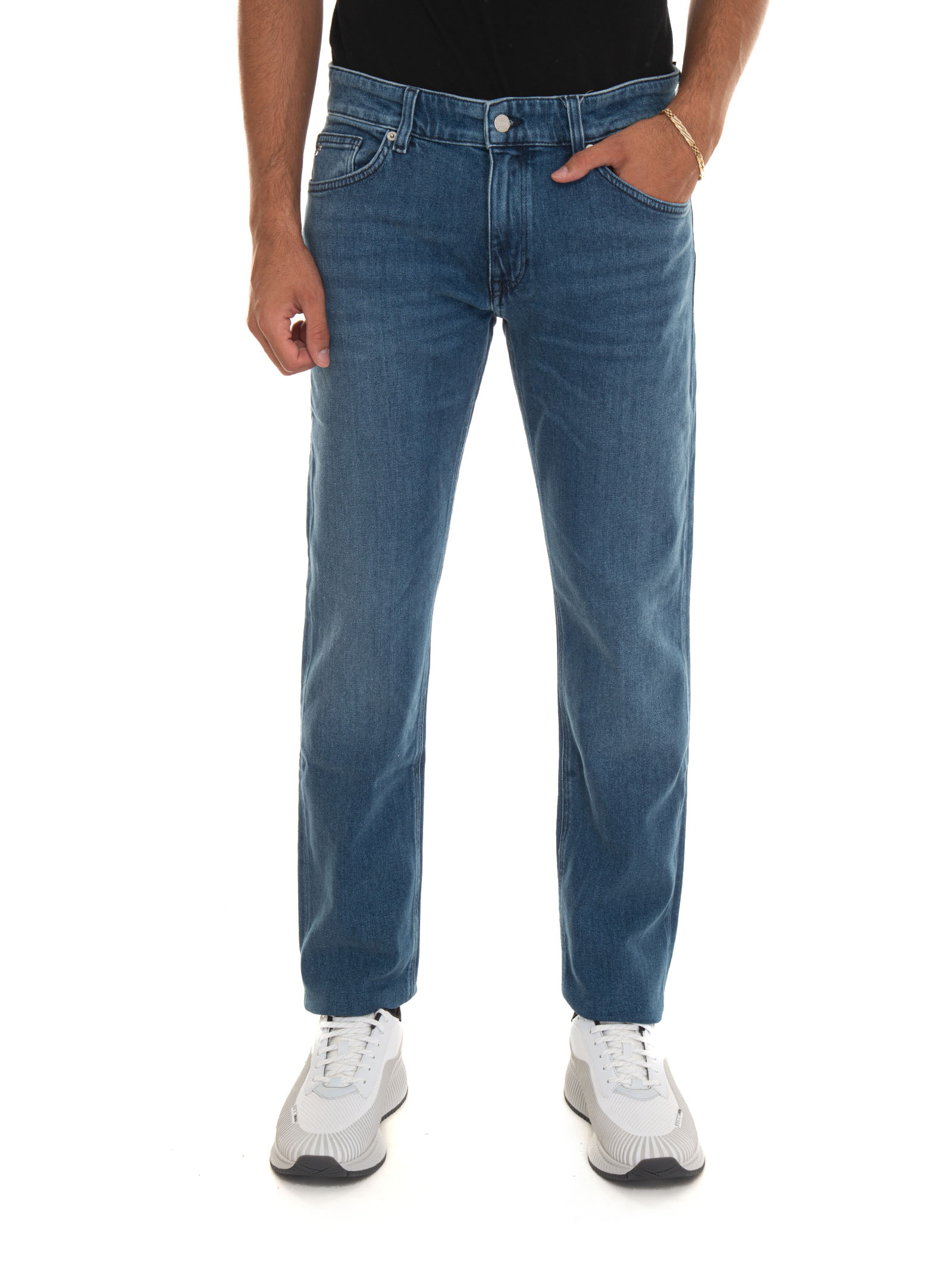 Shop Hugo Boss Maine3 5 Pocket Denim Jeans In Medium Denim