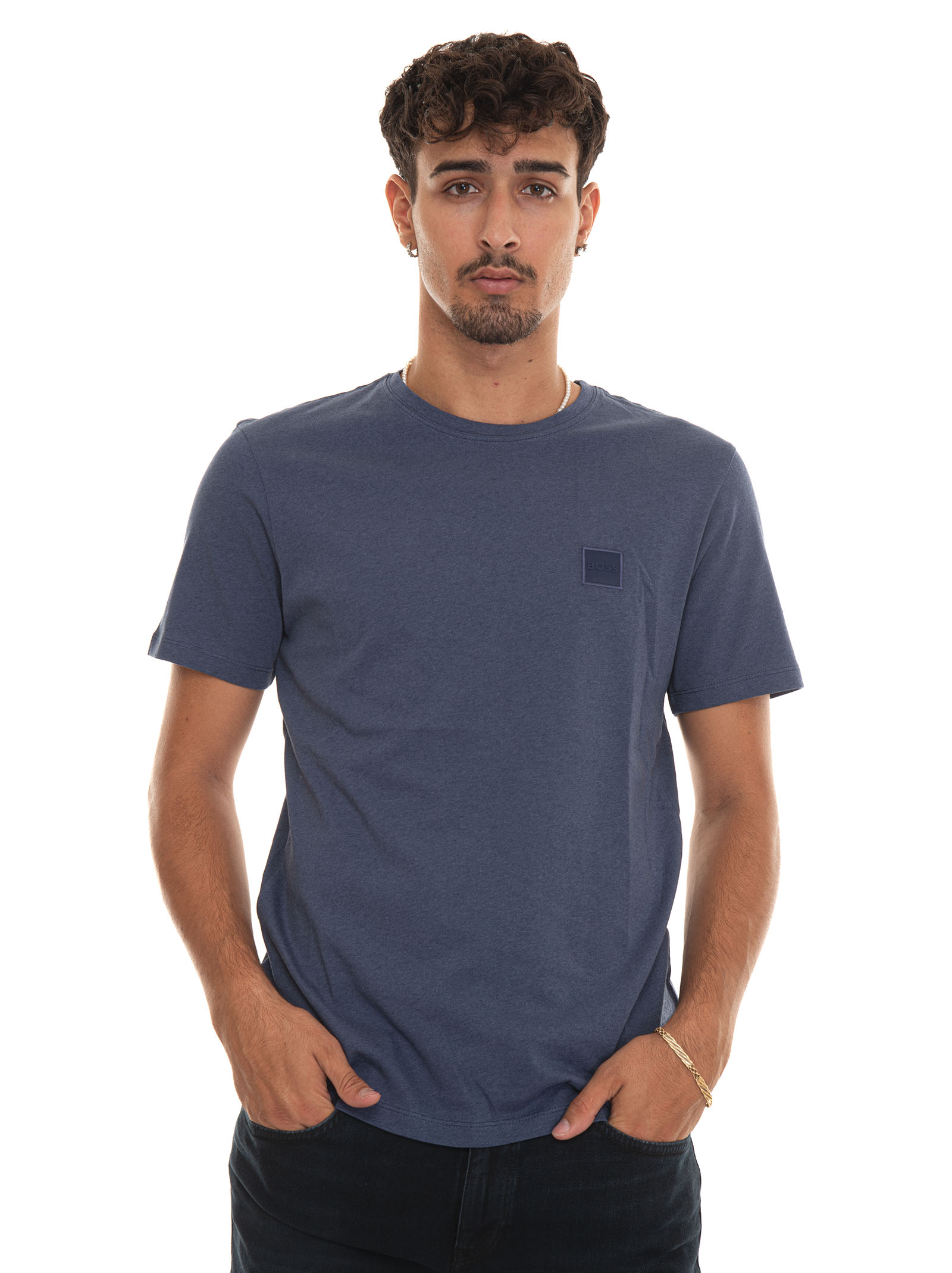 Hugo Boss Tales Round-necked T-shirt In Blue