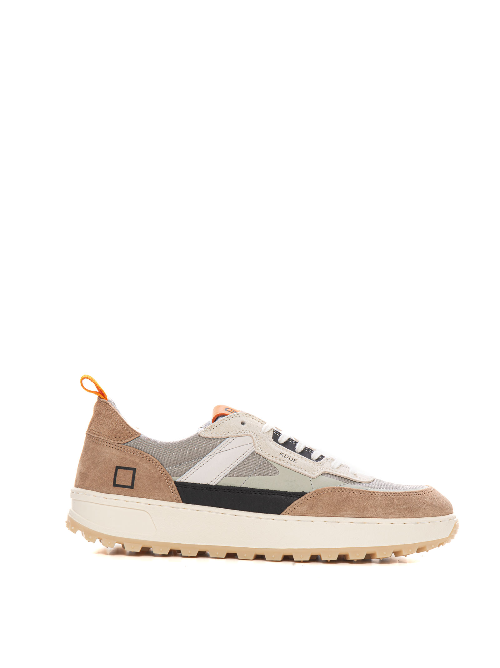 Date Canvas And Suede Sneaker In Bianco-beige