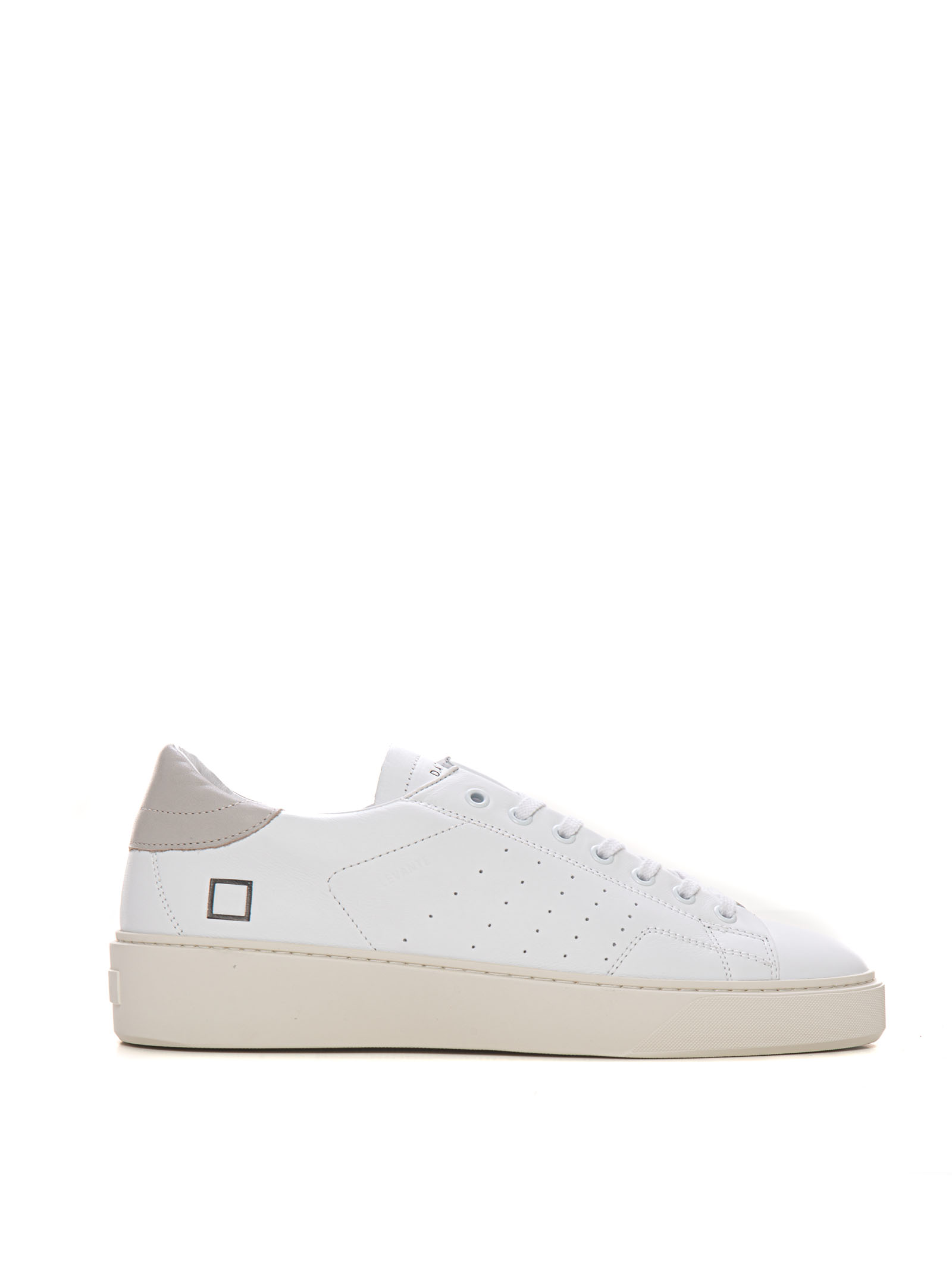 Shop Date Levante Calf Leather Sneakers With Laces In Bianco-beige