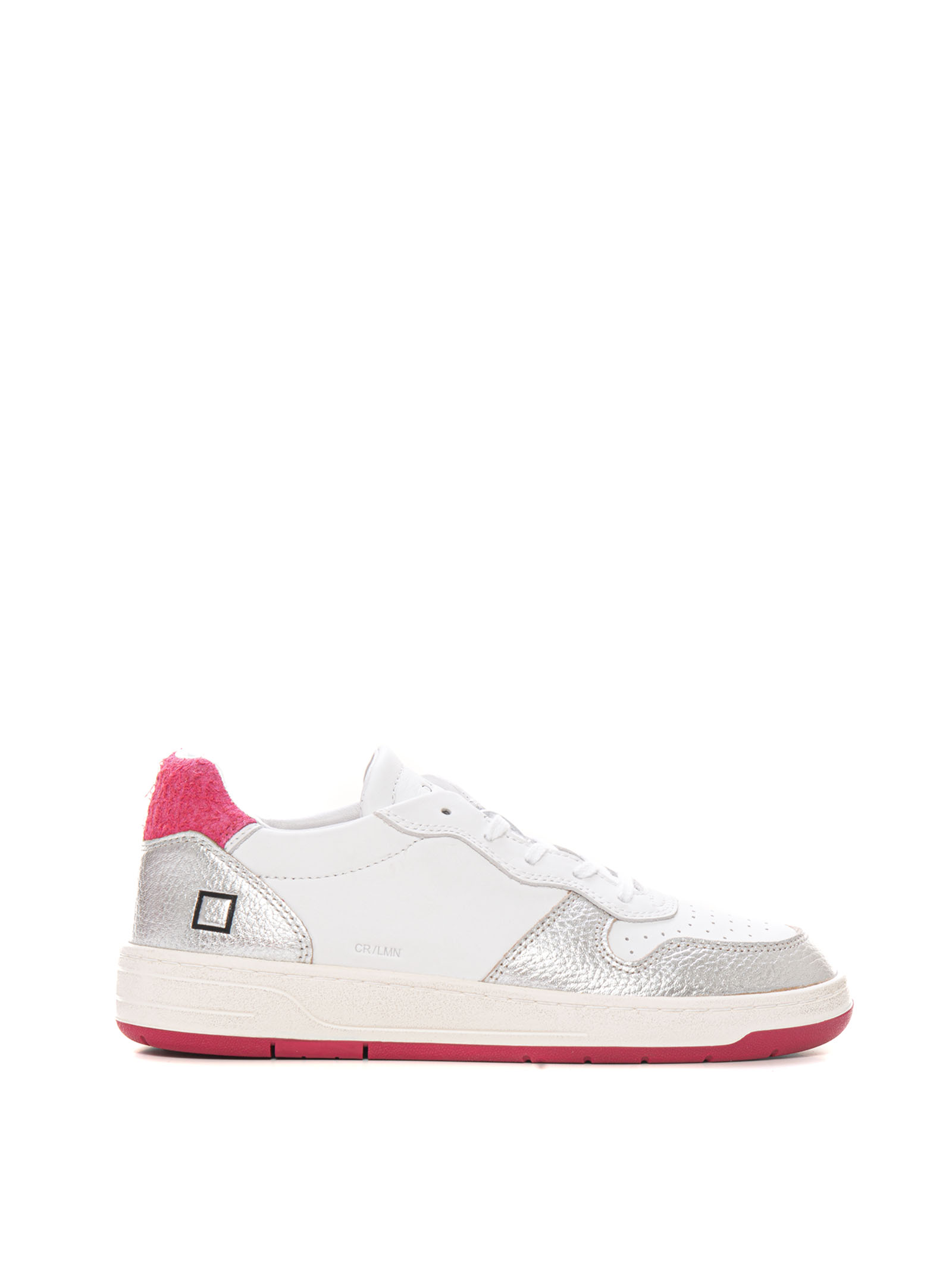 Shop Date Court Laminated Sneakers With Laces In Bianco-argento