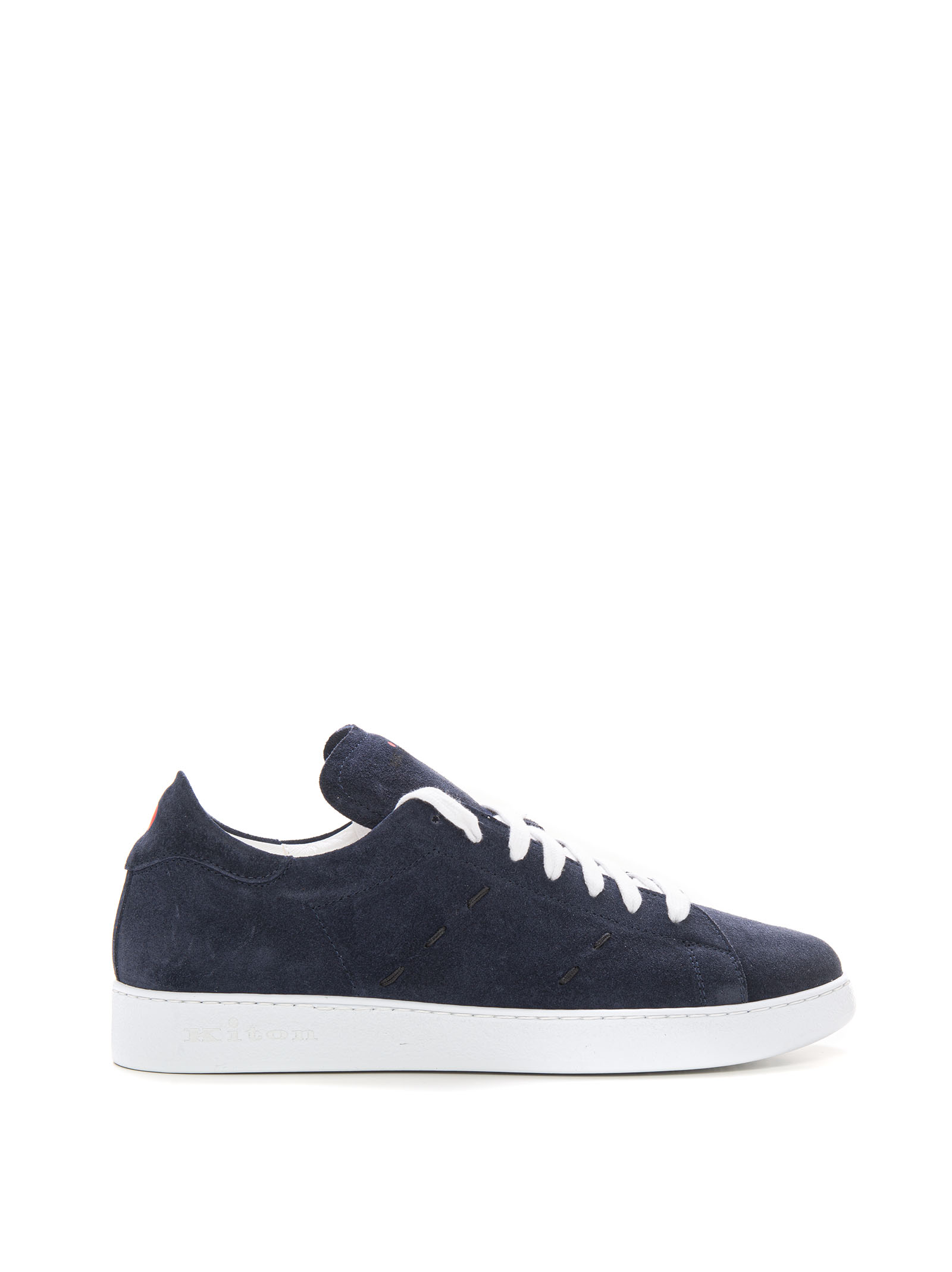 Kiton Low Sneaker  In Suede And Rubber In Blue