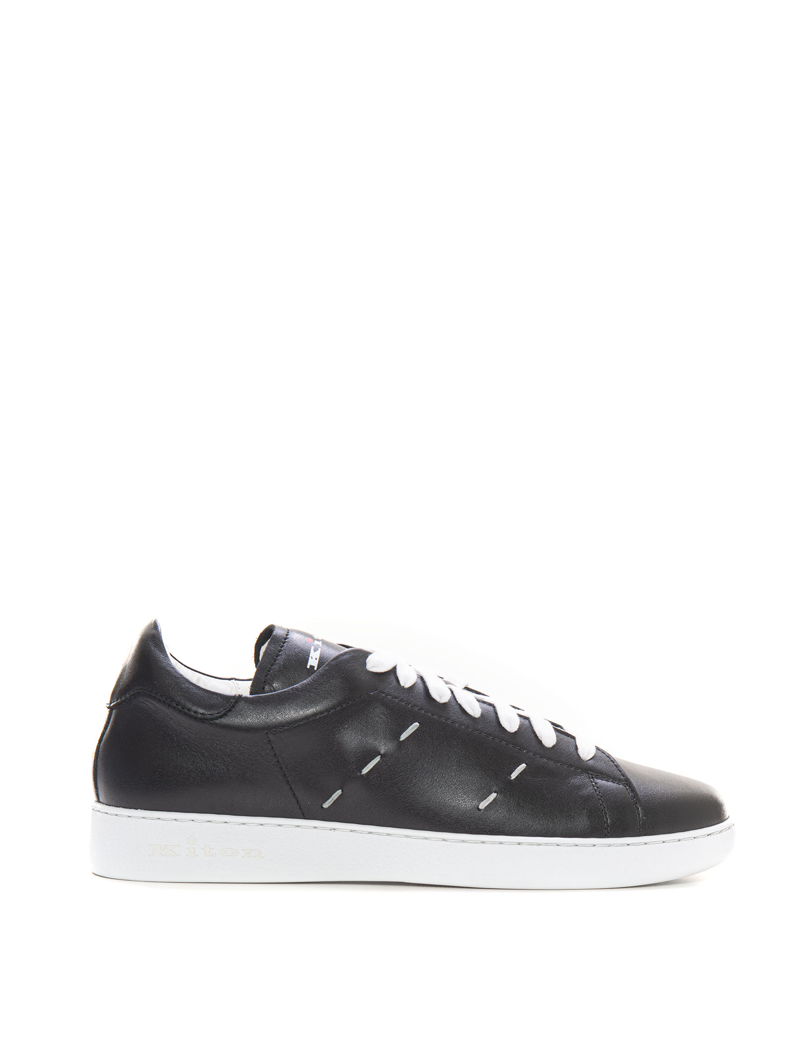 Kiton Leather Trainers With Laces In Black