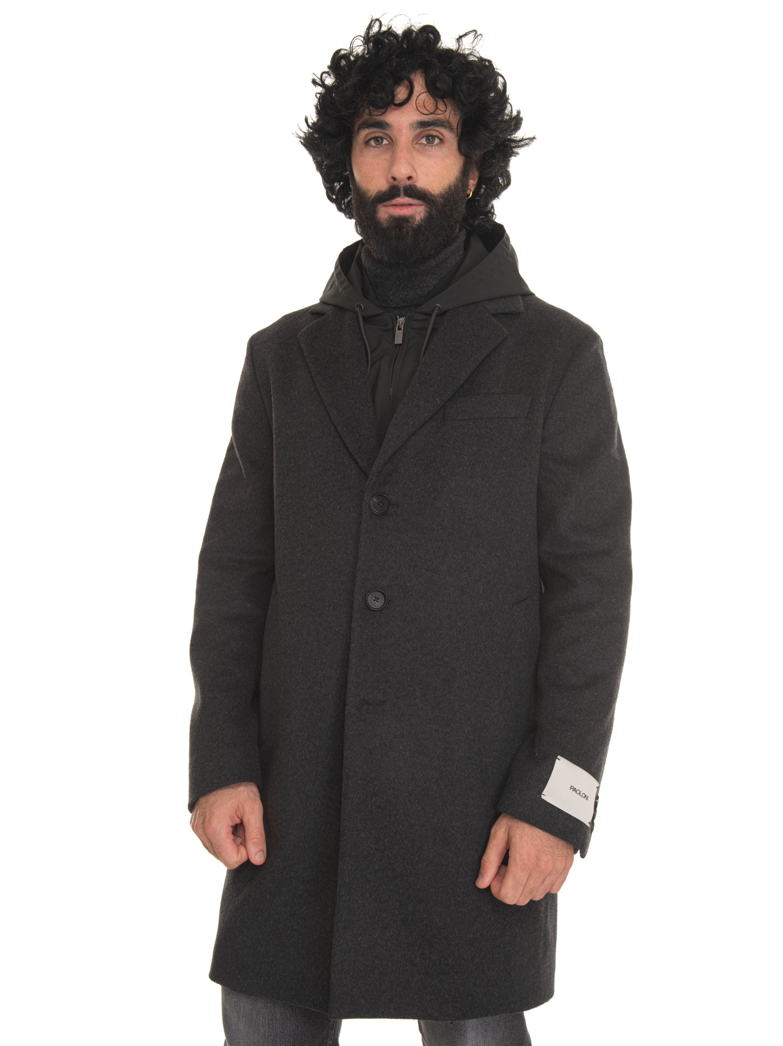 Paoloni Hooded Coat In Charcoal 