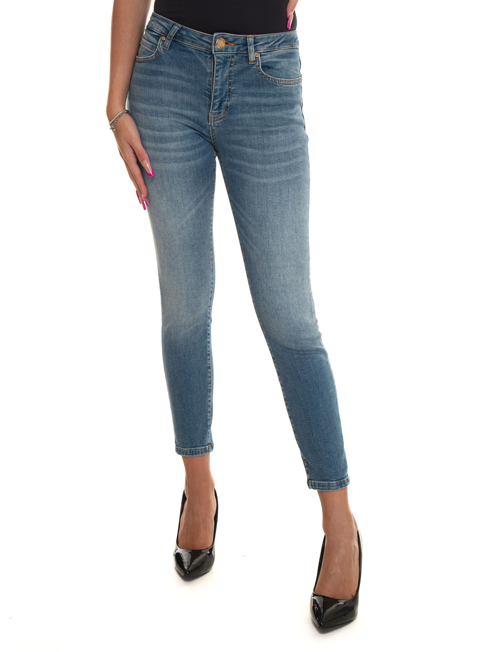 Pinko Sabrina 5 Pocket Denim Jeans In Medium Denim