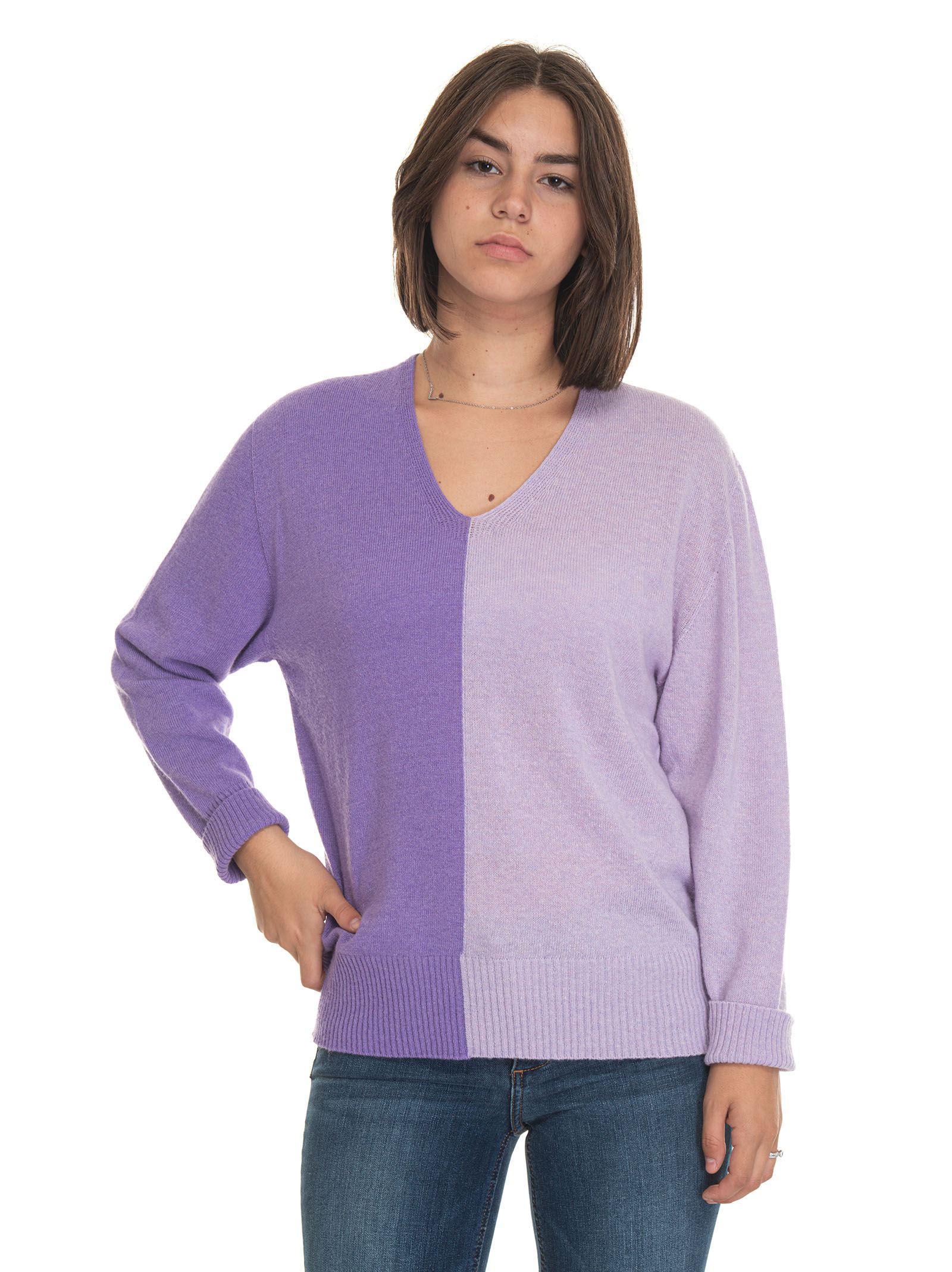 Quality First Wool Jumper In Violet 