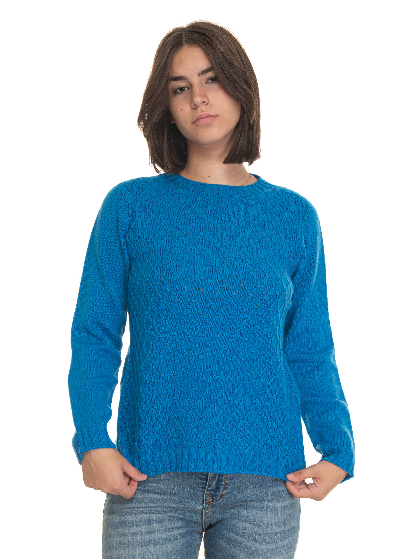 Quality First Wool Jumper In Sky Blue