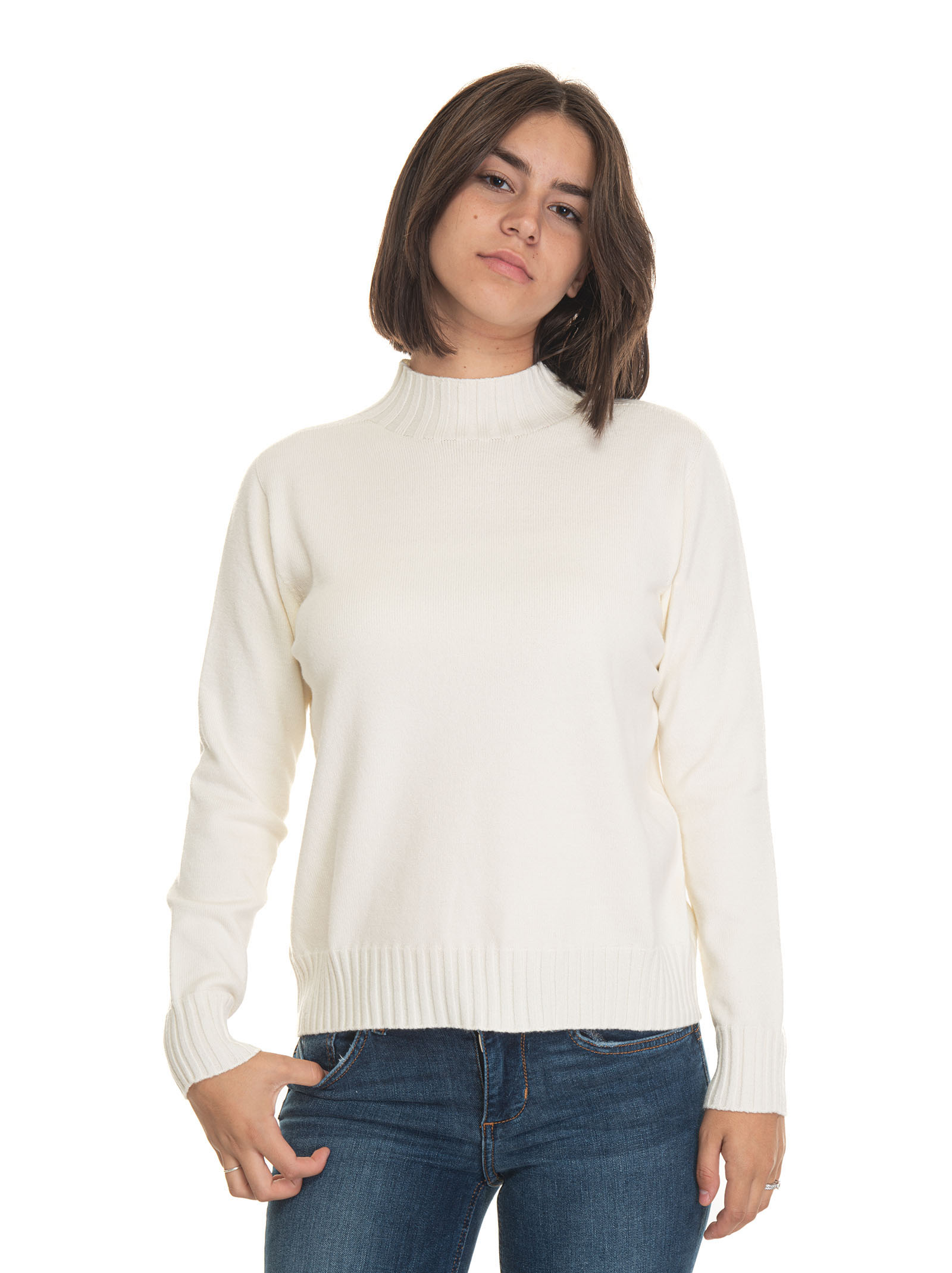 Quality First Wool Jumper In Cream