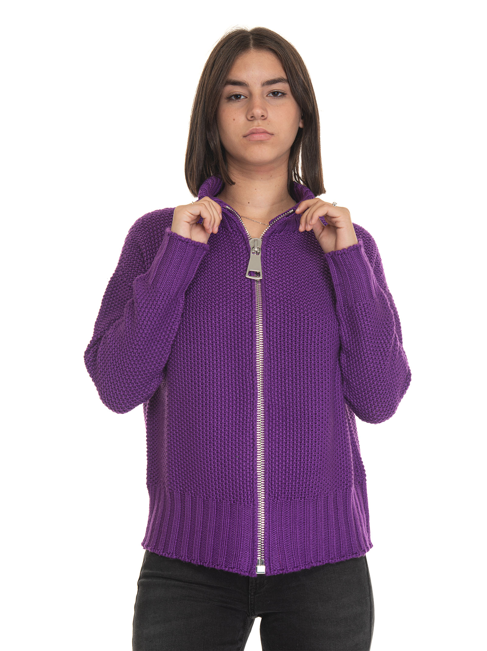 Quality First Short Cardigan In Violet 