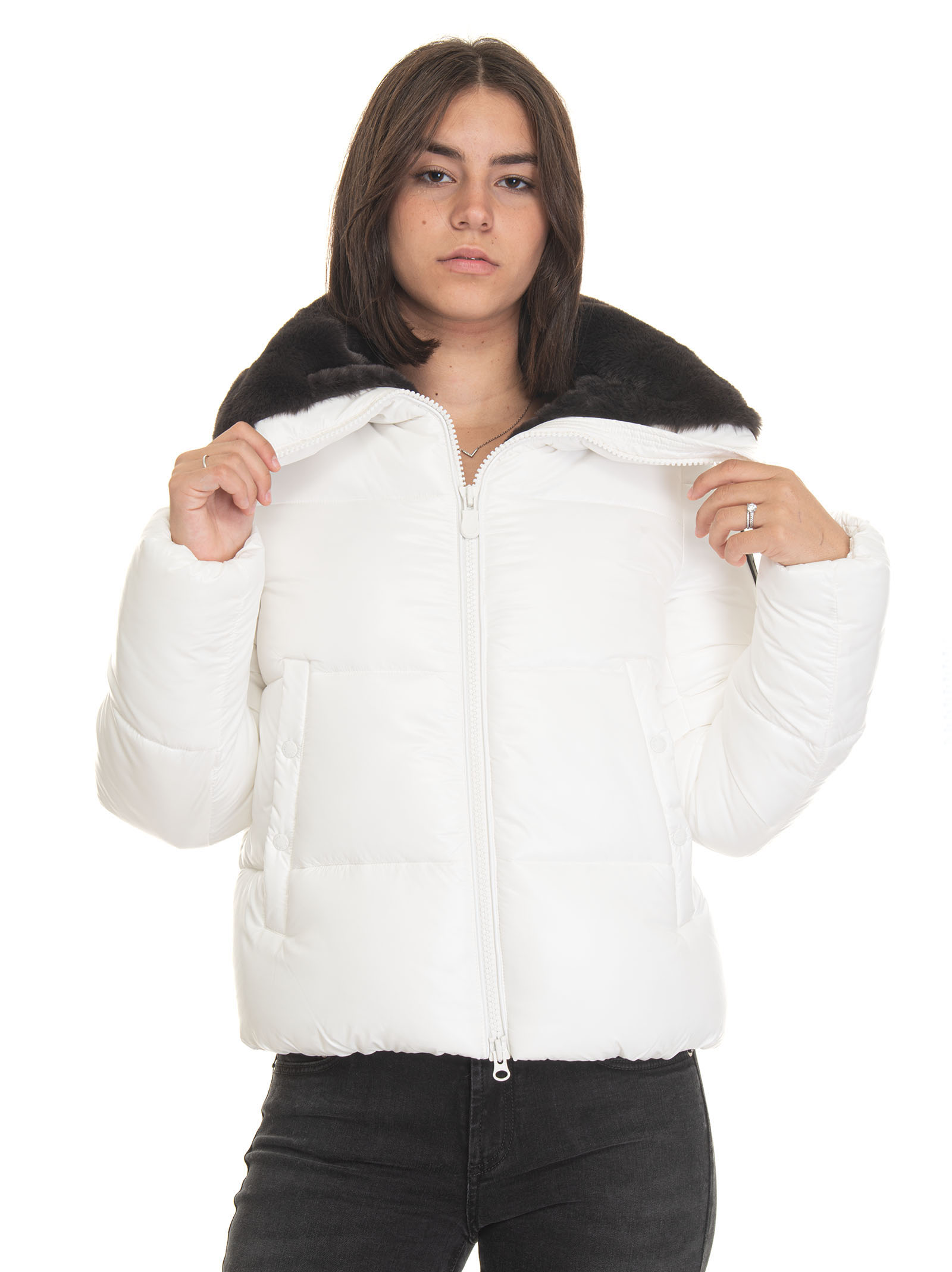 Save The Duck Moma Short Harrington Jacket In White