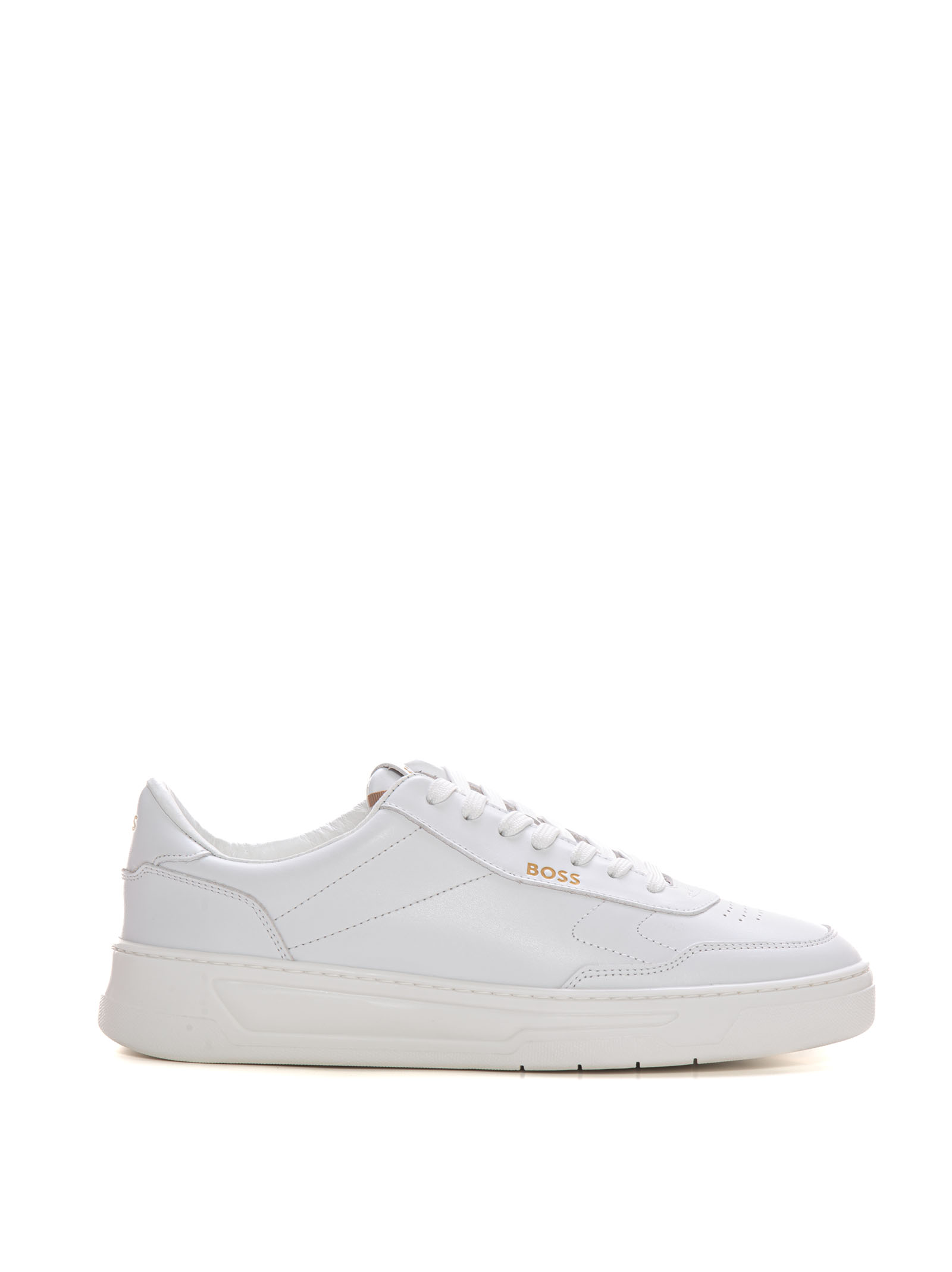 Shop Hugo Boss Baltimore-tenn-ltl Leather Sneakers With Laces In White