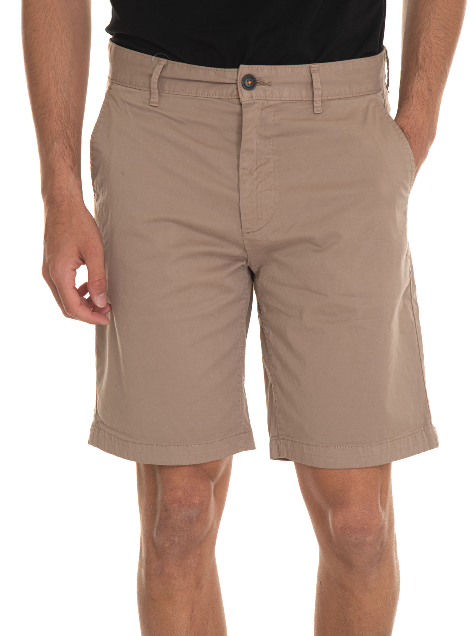 Shop Hugo Boss Chino-slim-shorts Cotton Bermuda In Beige