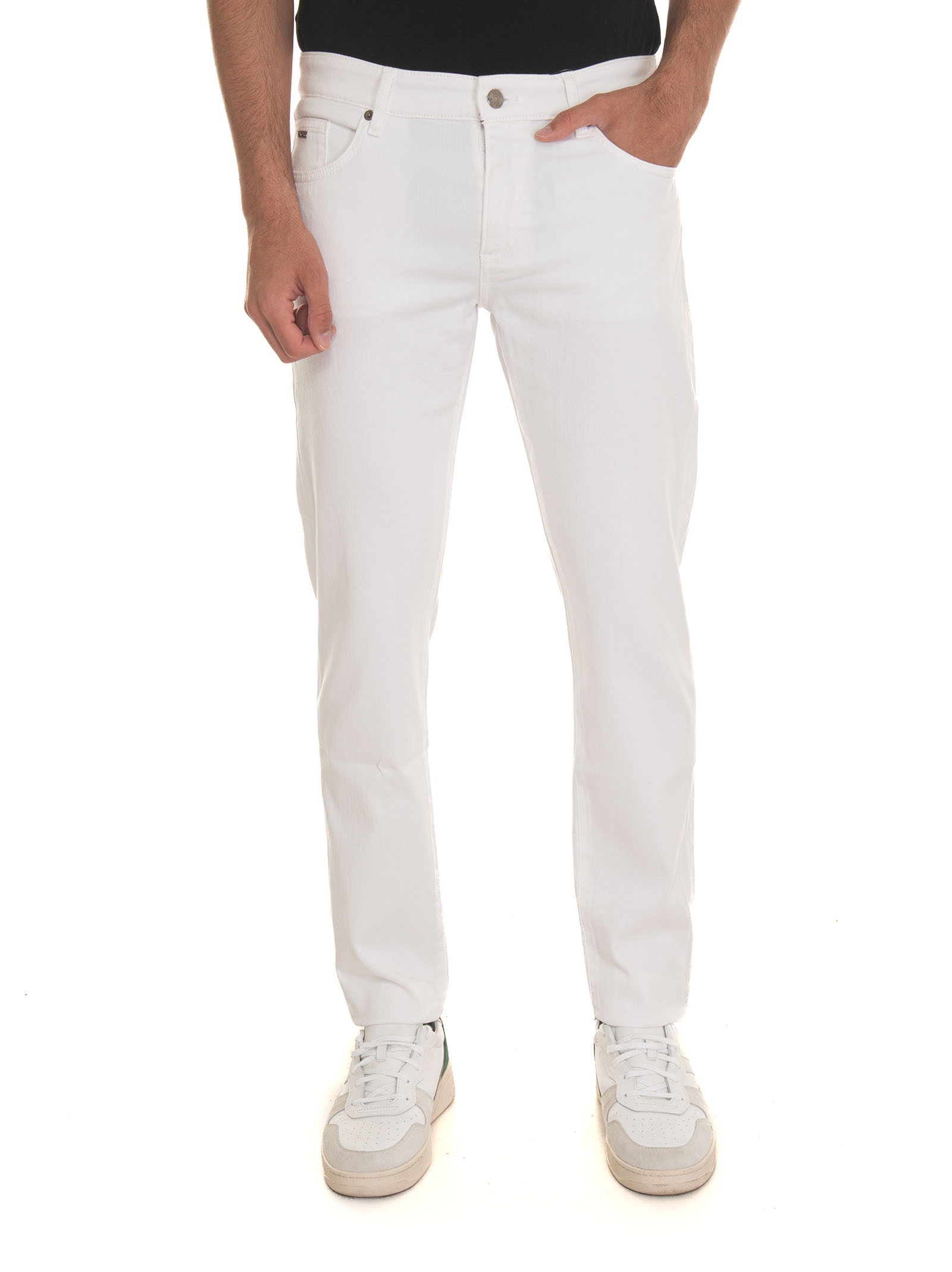 Shop Hugo Boss Delaware3-1 5 Pocket Denim Jeans In White