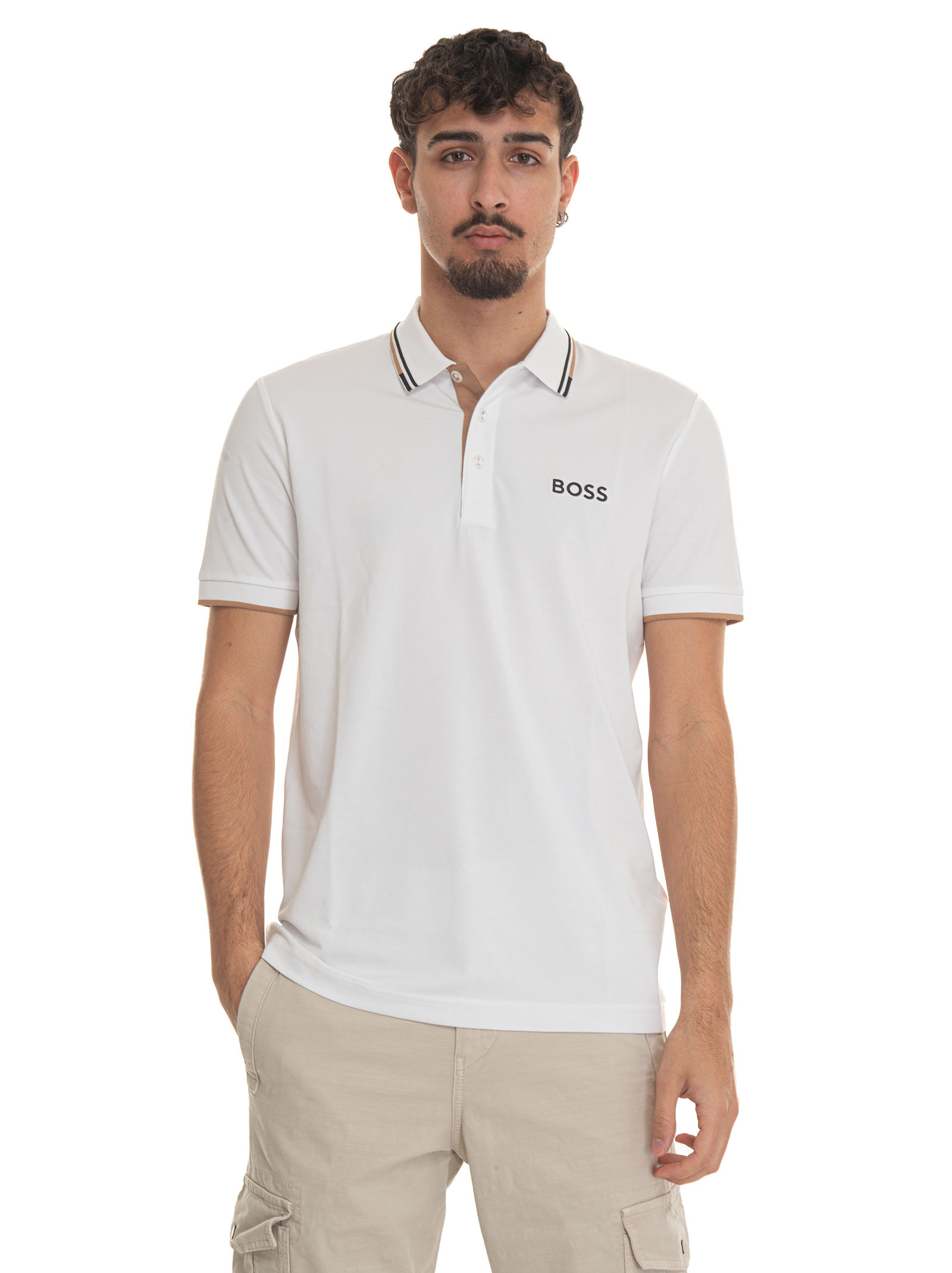 Shop Hugo Boss Short Sleeve Polo Shirt In White
