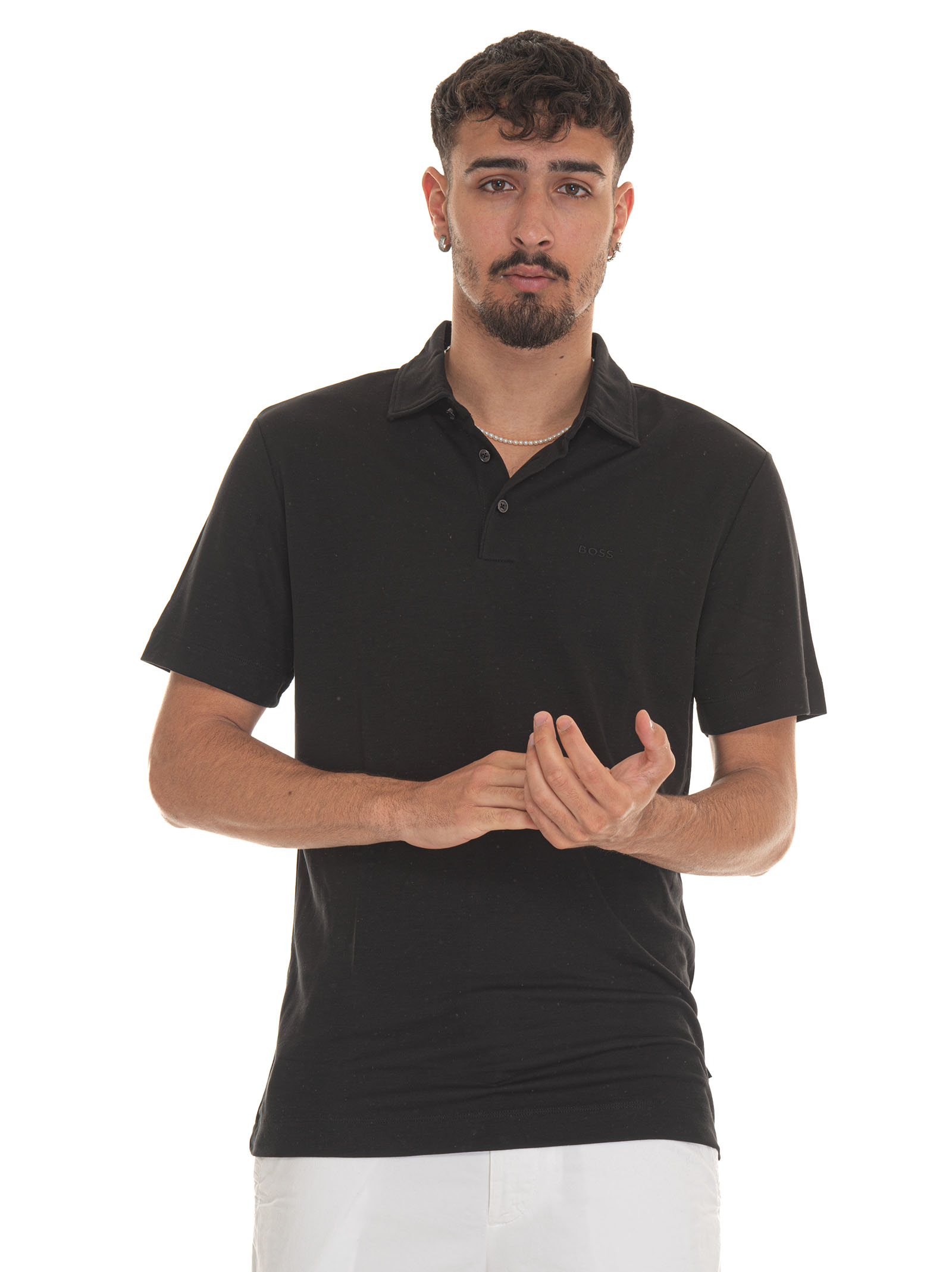 Hugo Boss Press55 Short Sleeve Polo Shirt In Black