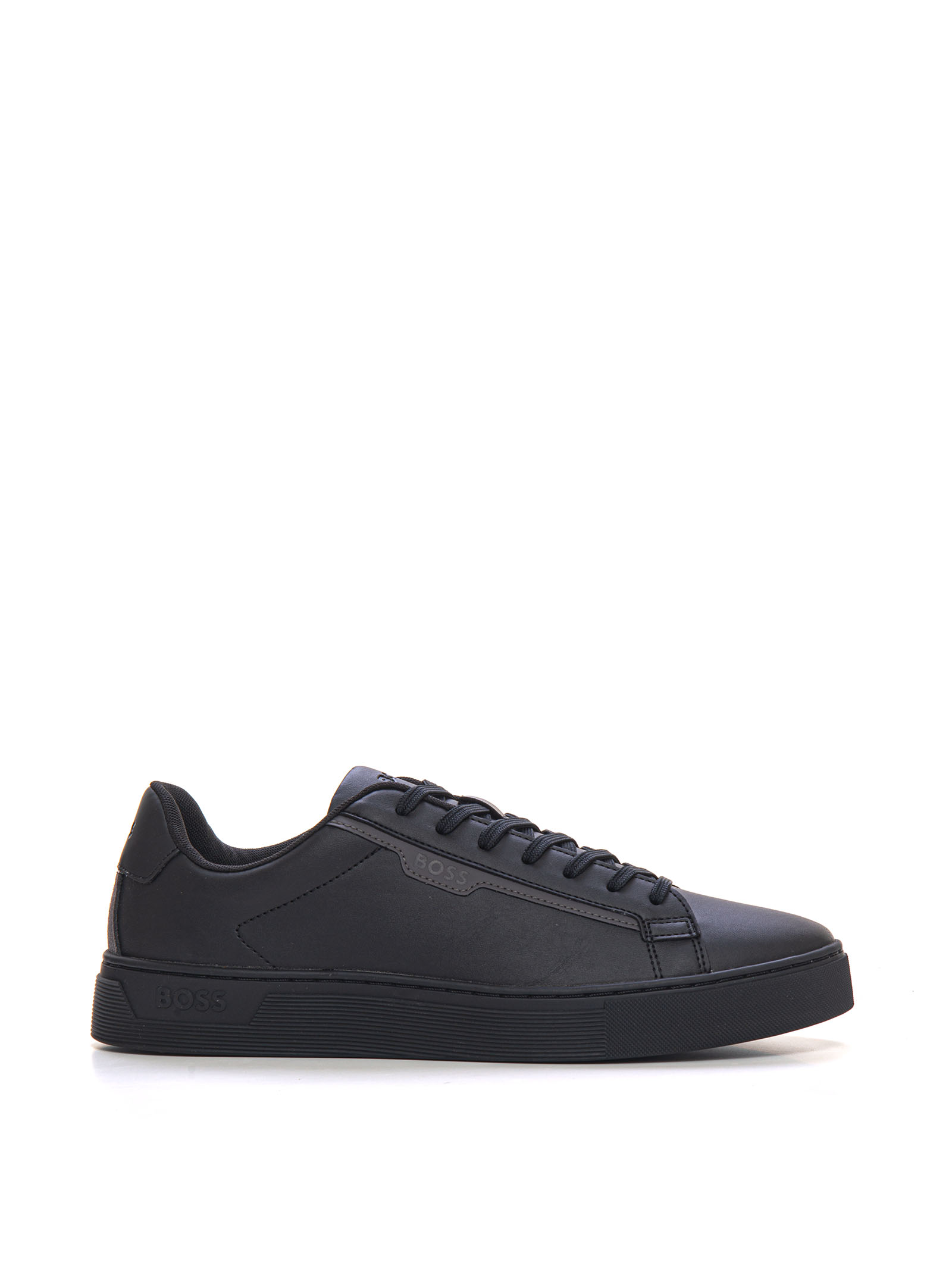 Hugo Boss Rhys-tenn-pusdth Leather Sneakers With Laces In Black