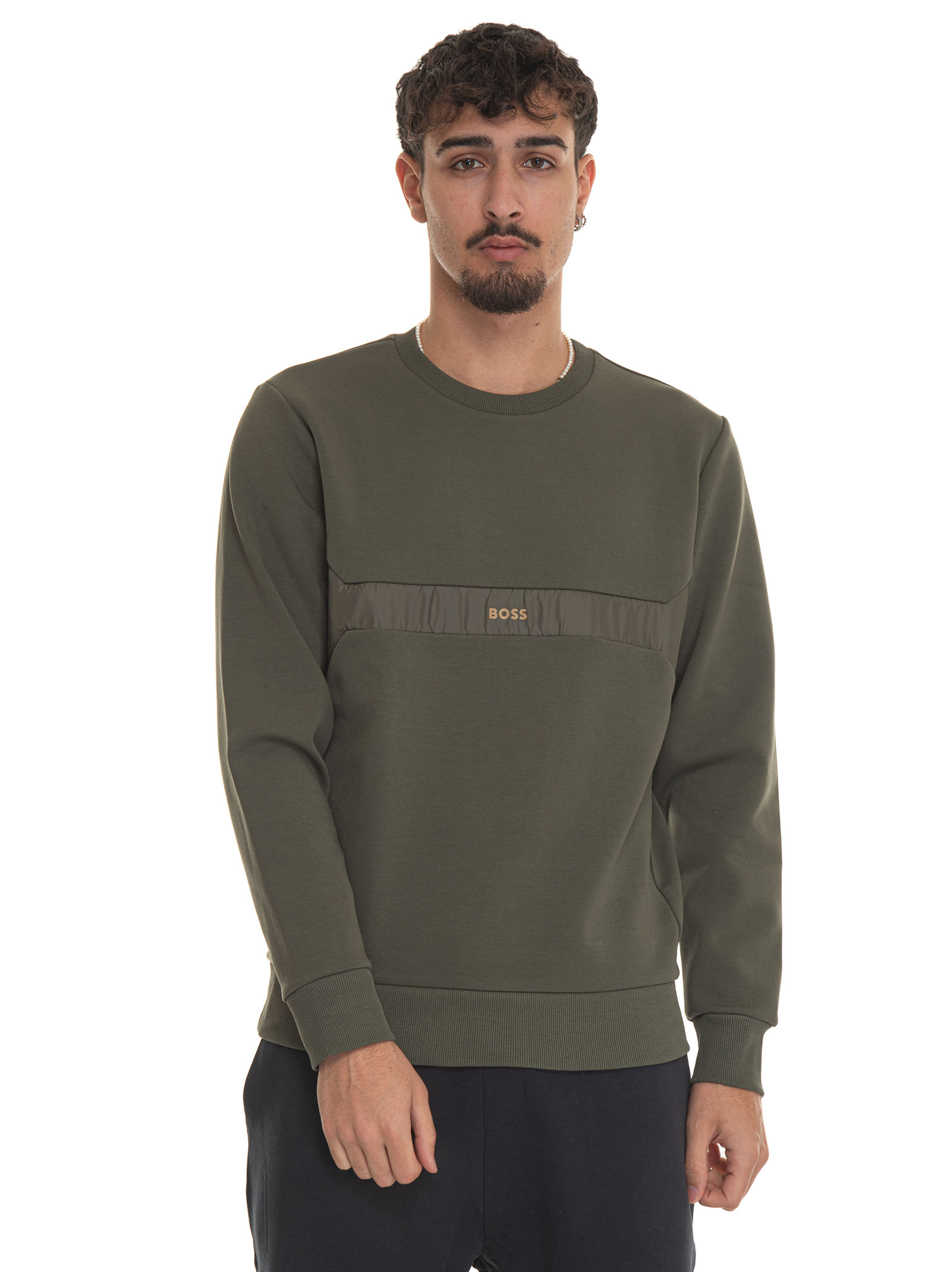 Hugo Boss Salbon Crewneck Sweatshirt In Green