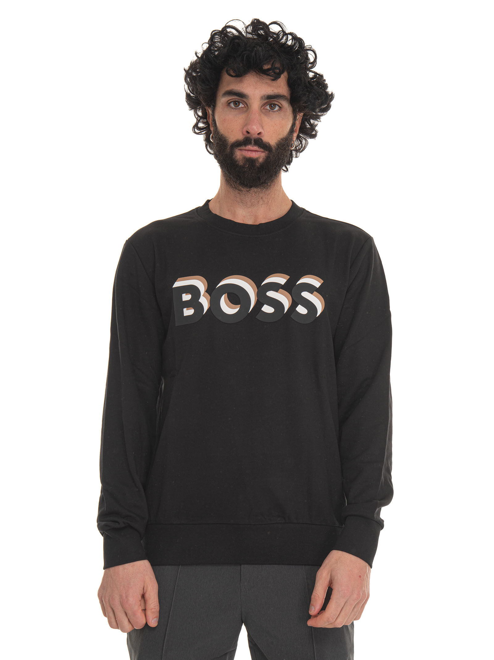 Shop Hugo Boss Crewneck Sweatshirt In Black