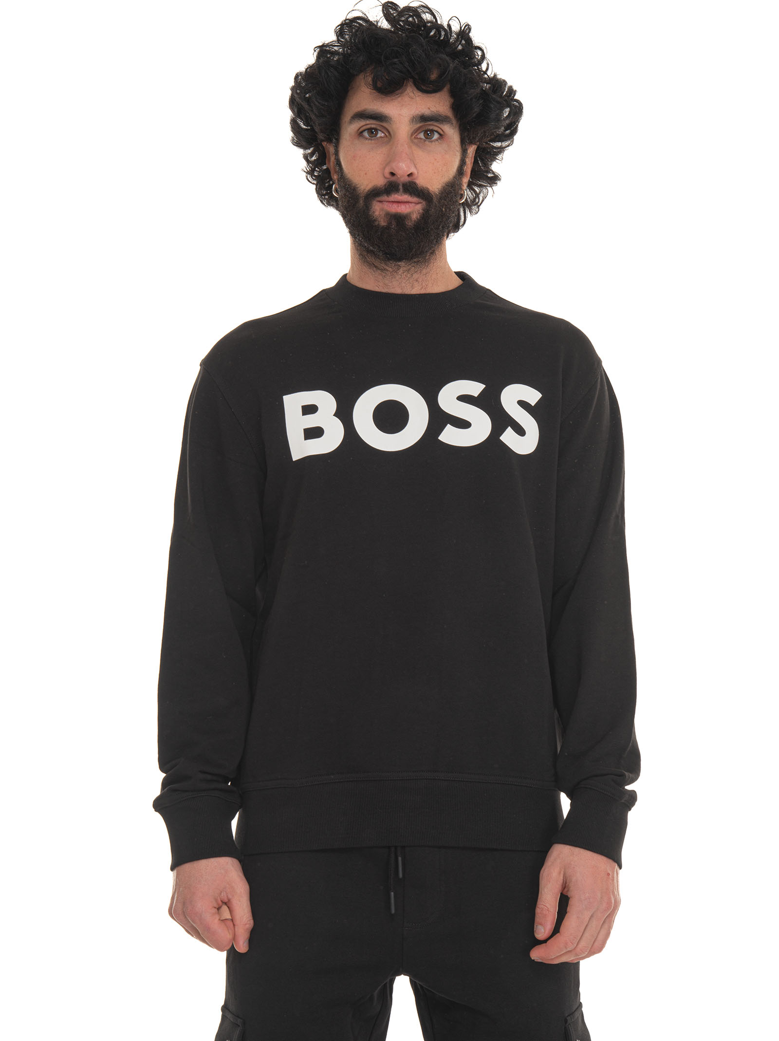 Shop Hugo Boss Crewneck Sweatshirt In Black