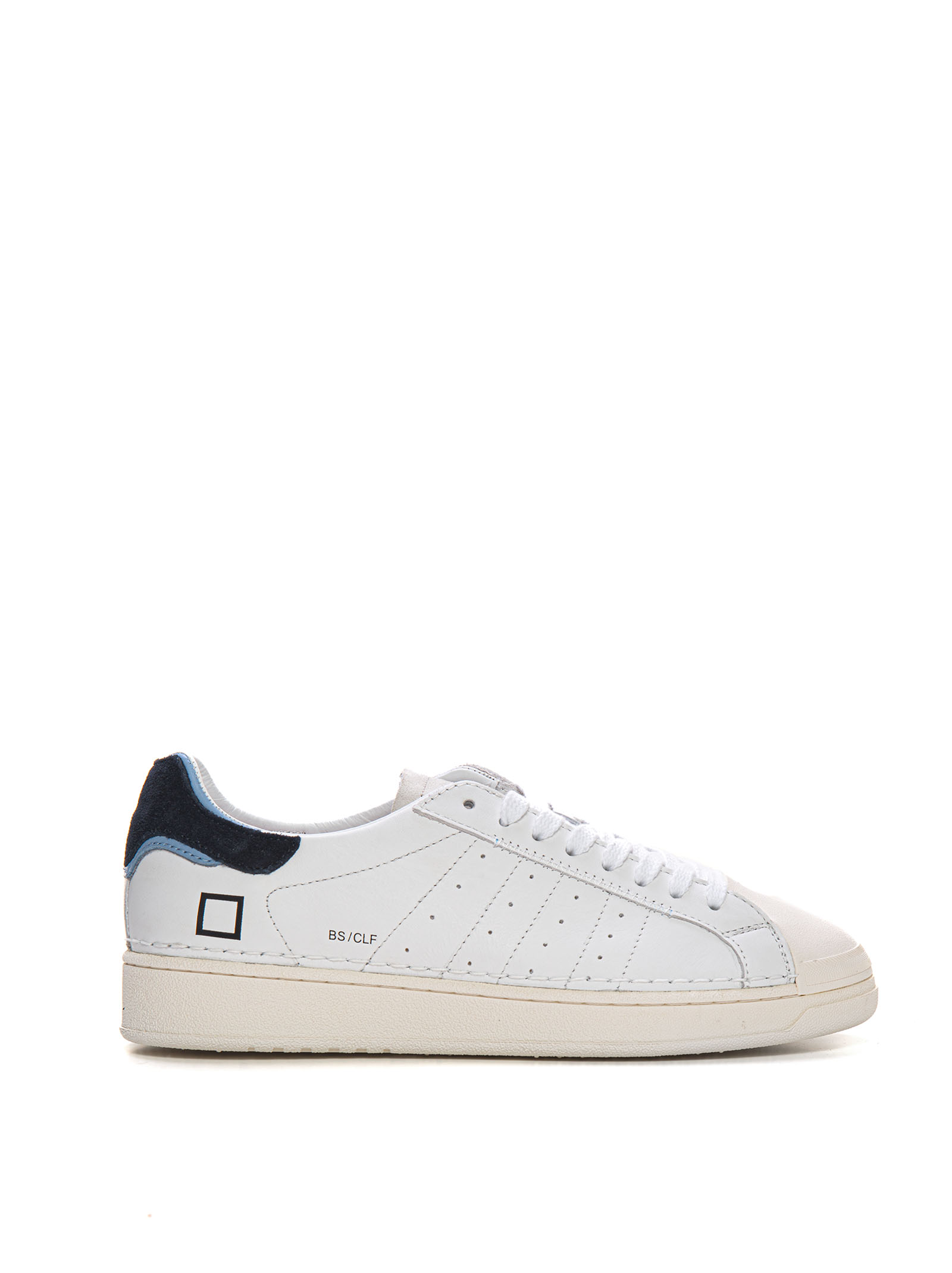 Shop Date Base Calf Leather Sneakers With Laces In Bianco-blu