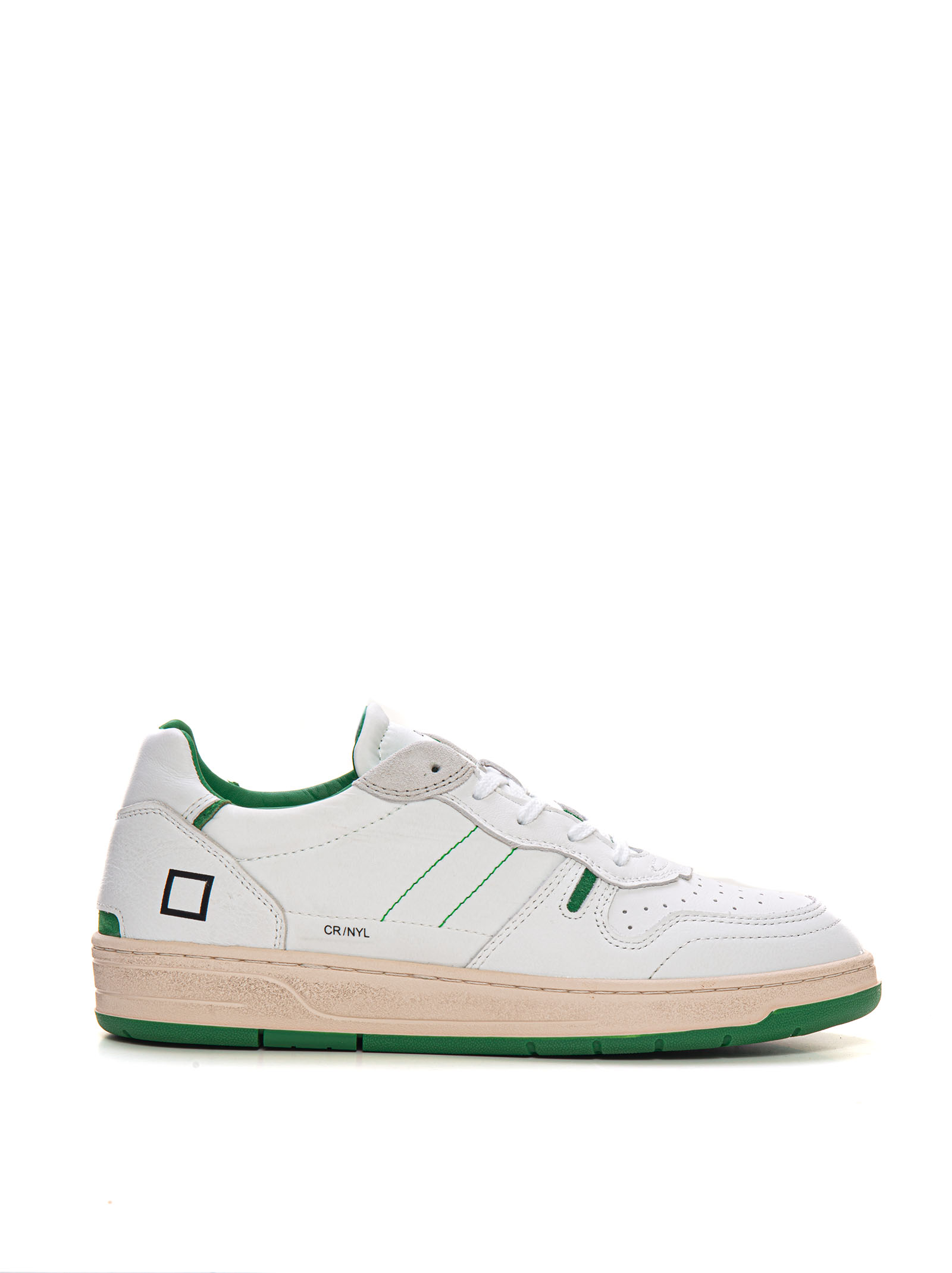 Shop Date Court 2.0 Leather Sneakers With Laces In White/green