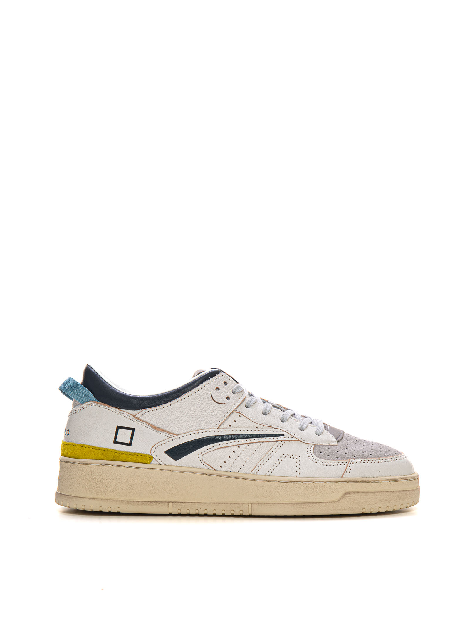 Shop Date Torneo Leather Sneakers With Laces In White/grey