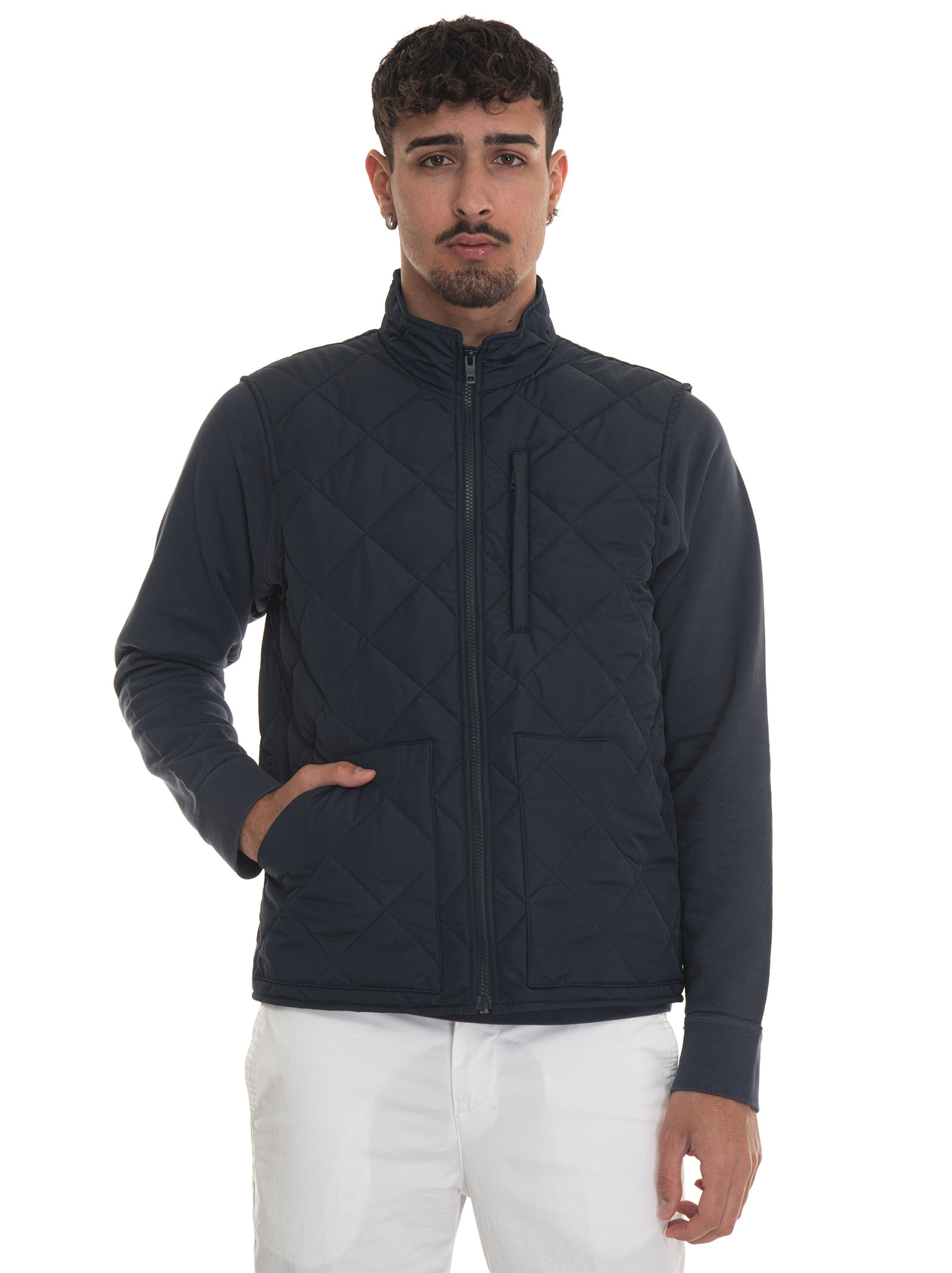 Shop Fay Quilted Gilet In Blue