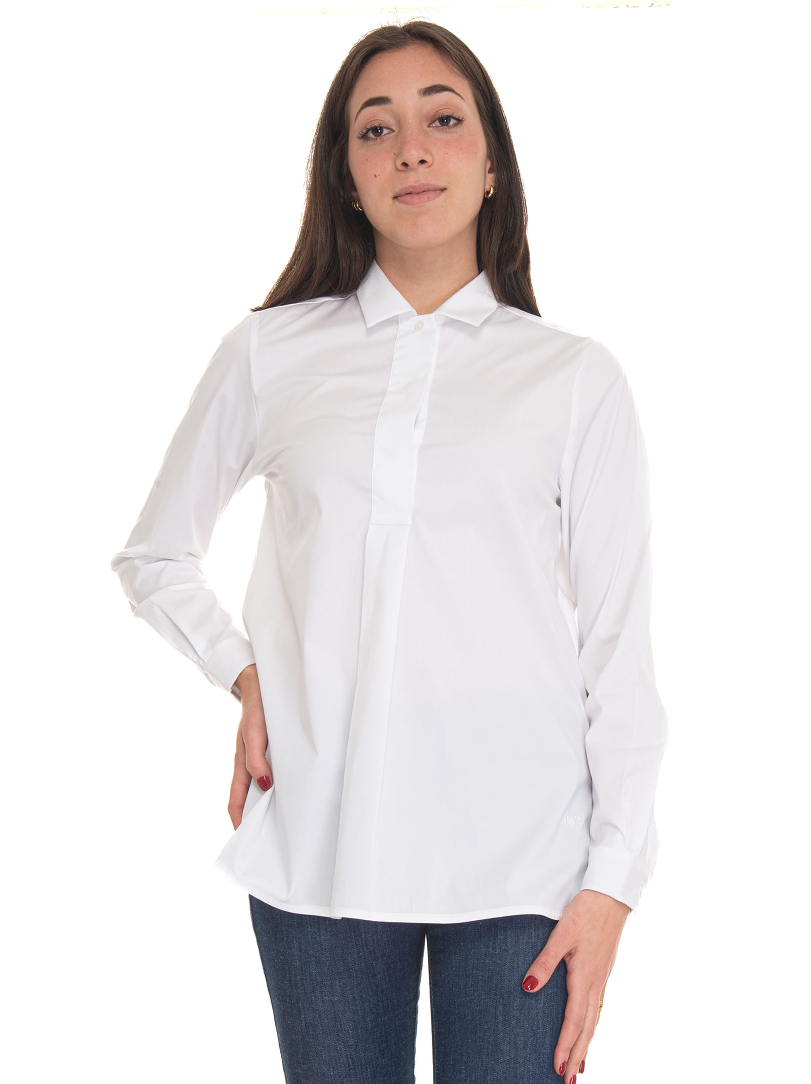 Shop Fay Cot Long Blouse In White