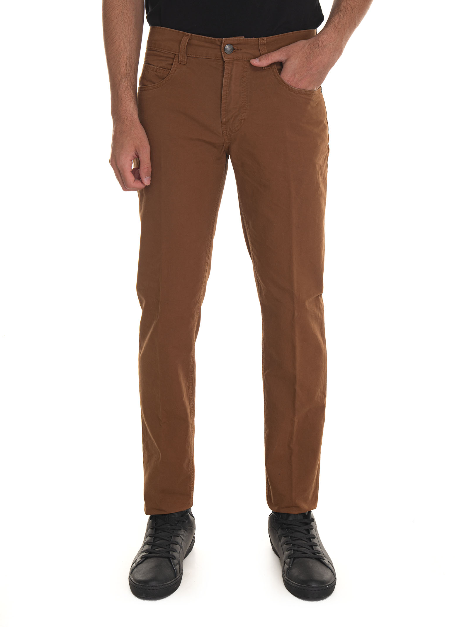 Shop Fay 5-pocket Trousers In Brown