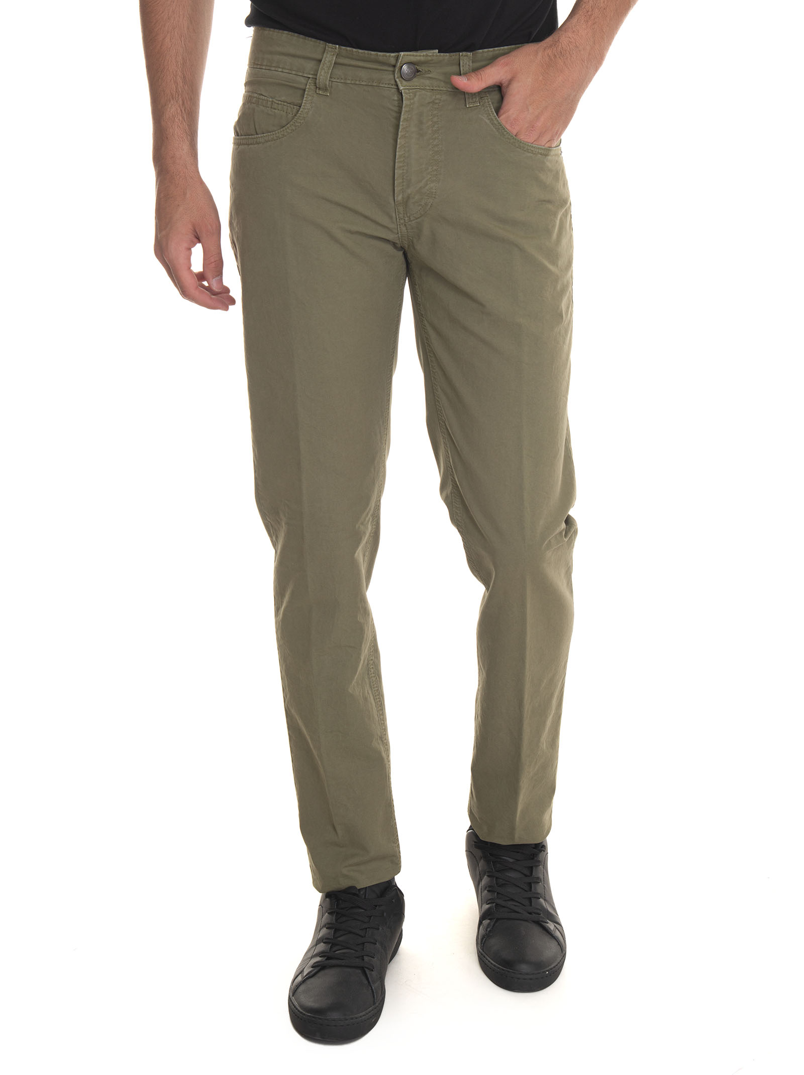 Shop Fay 5-pocket Trousers In Green