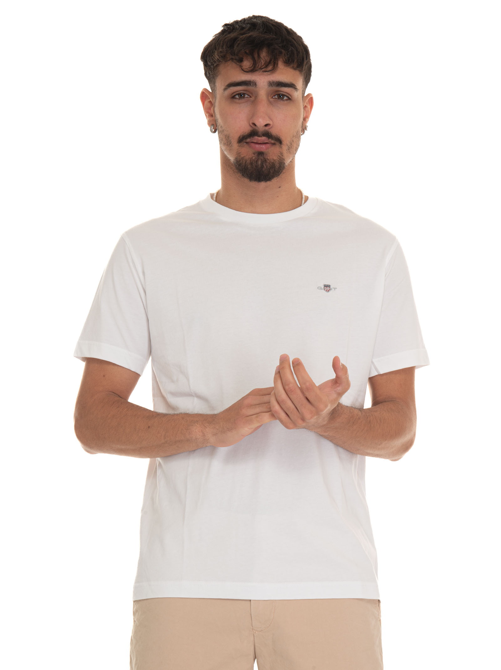 Gant Short-sleeved Round-necked T-shirt In White