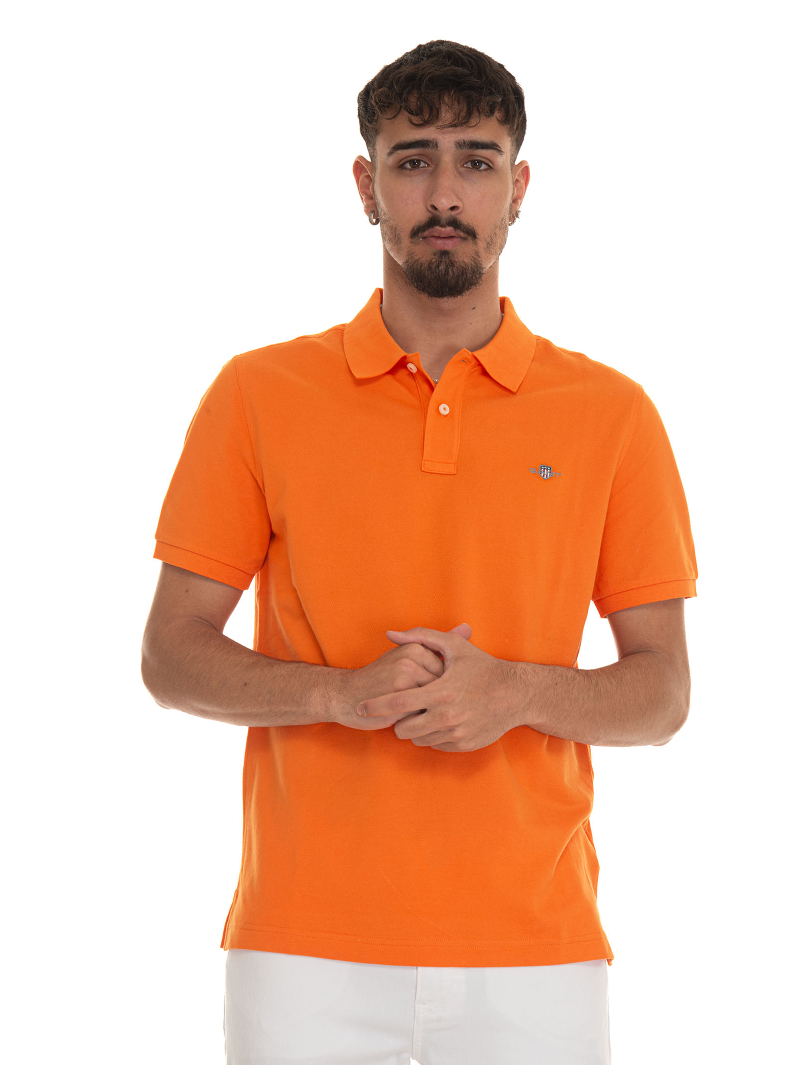 Gant Short Sleeve Polo Shirt In Orange