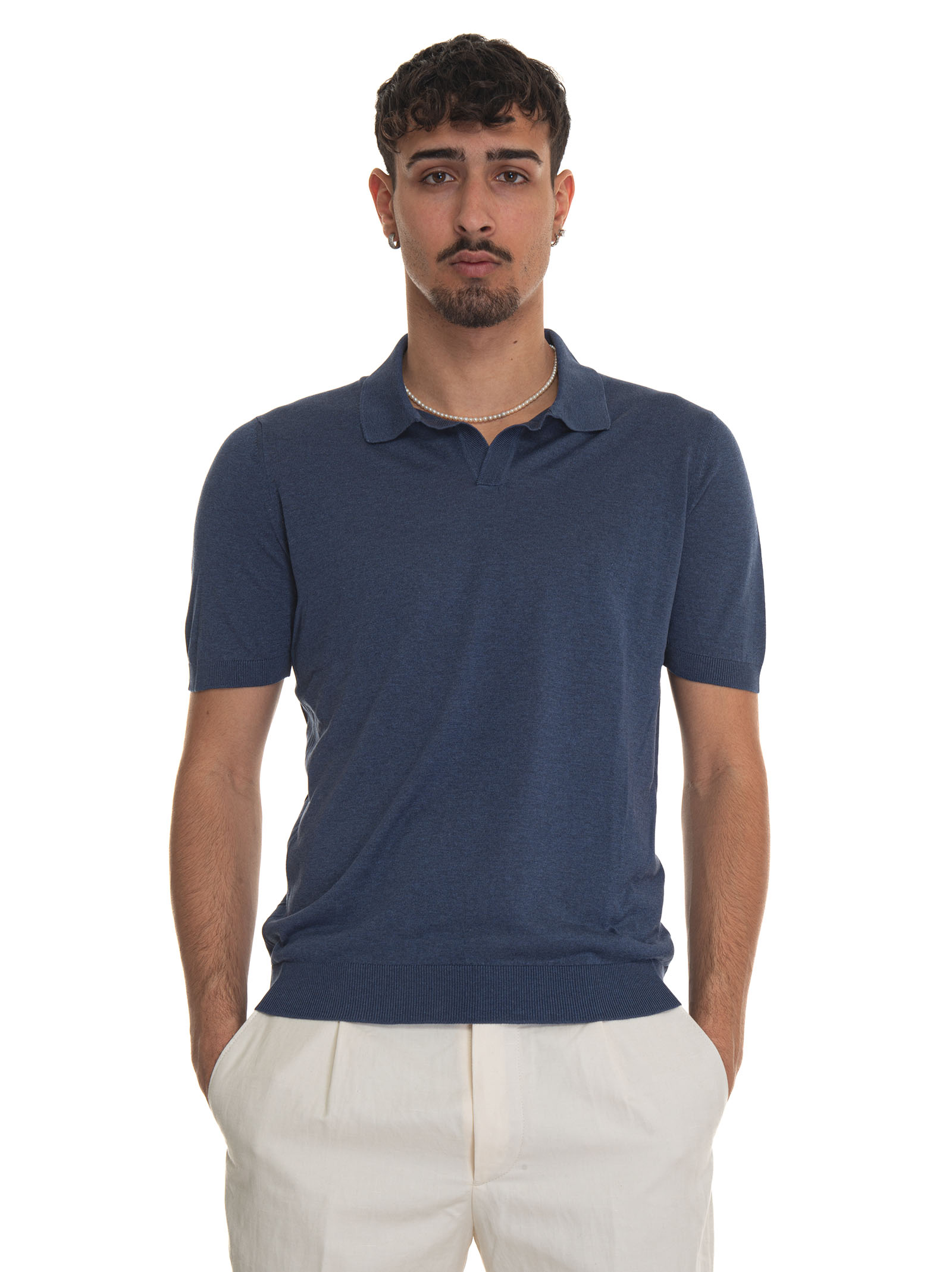 Shop Gran Sasso Jersey Polo Shirt In Denim