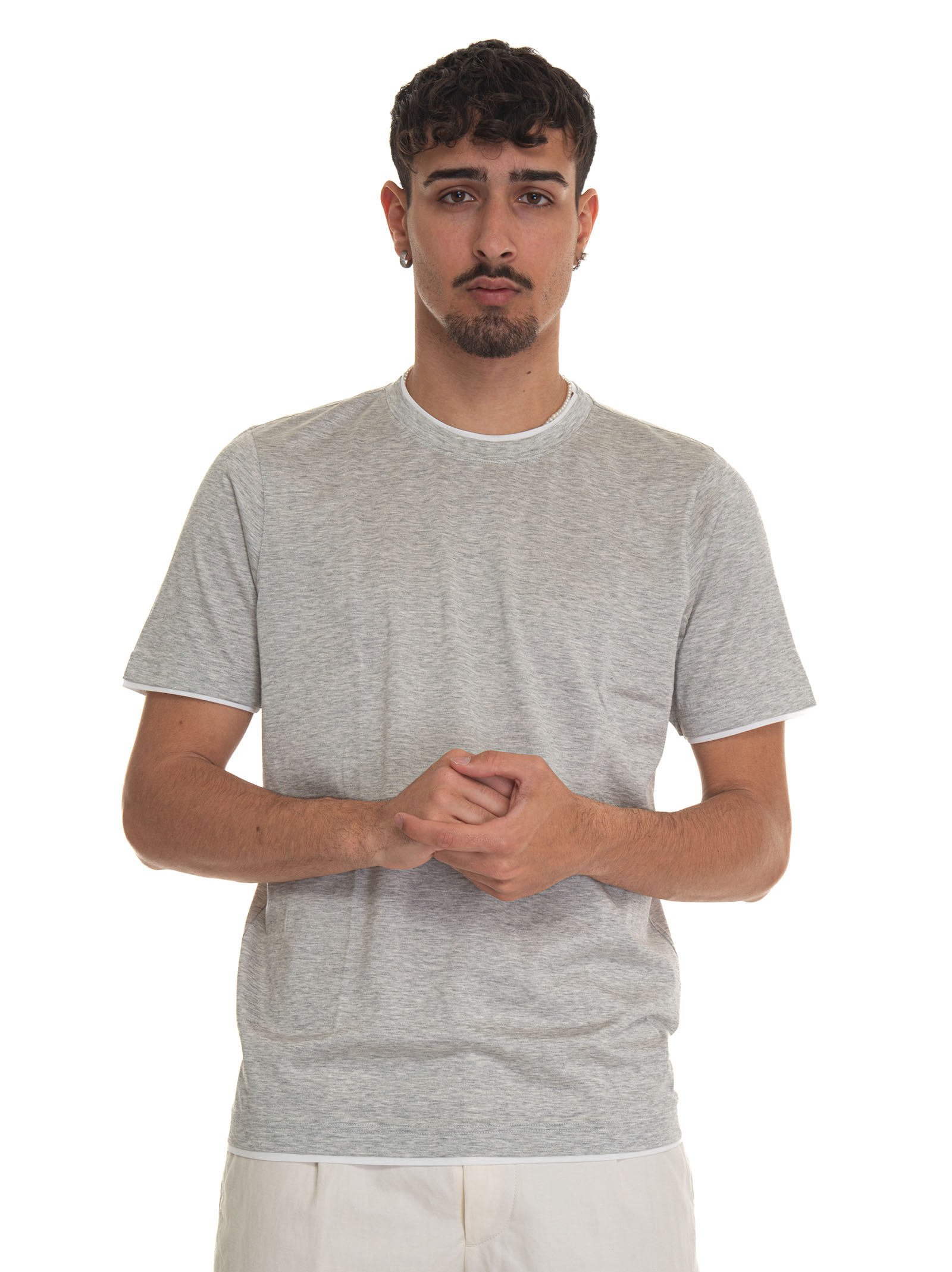 Shop Gran Sasso Short-sleeved Round-necked T-shirt In Light Grey