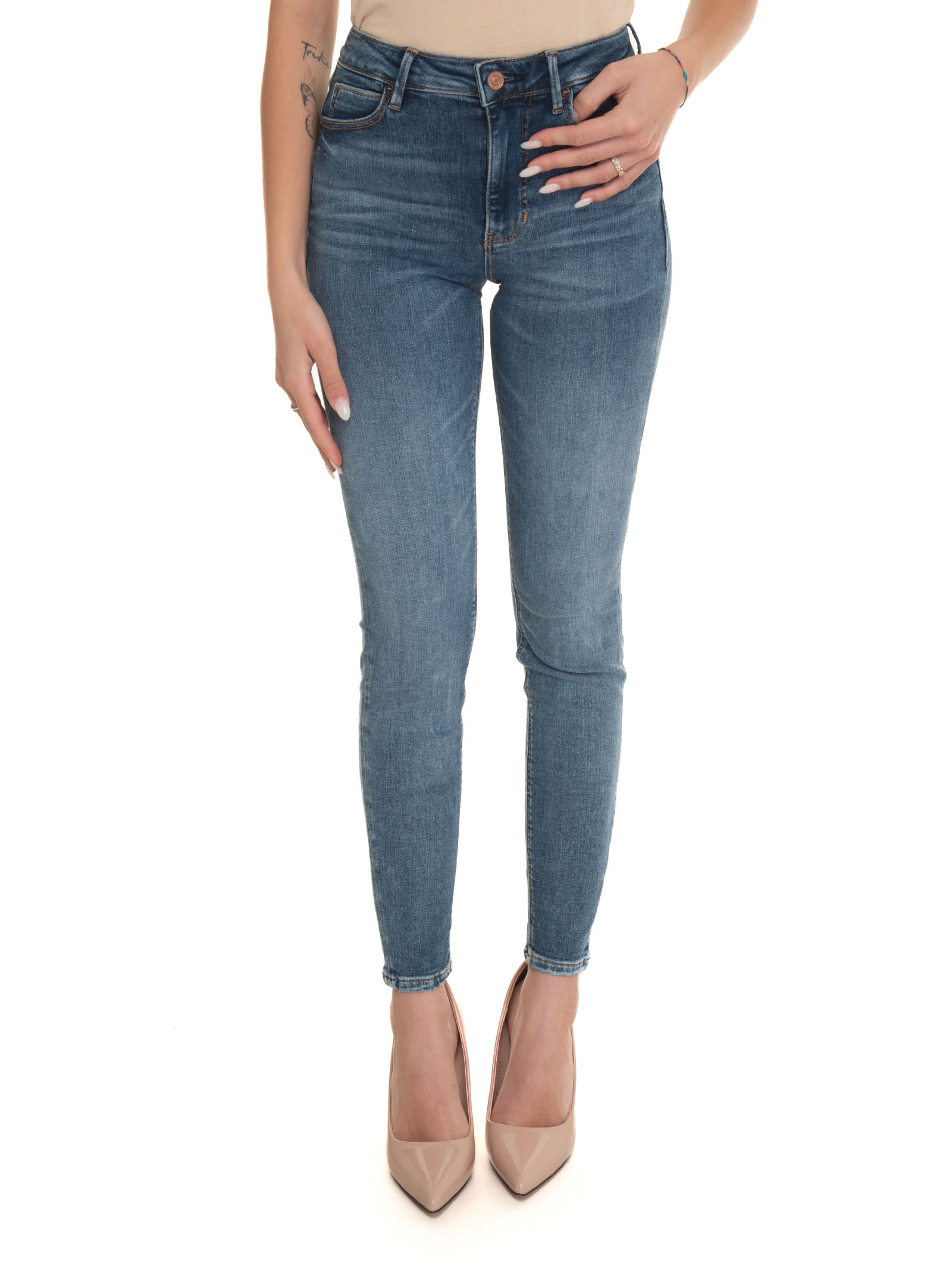 Shop Guess 5 Pocket Denim Jeans In Medium Denim