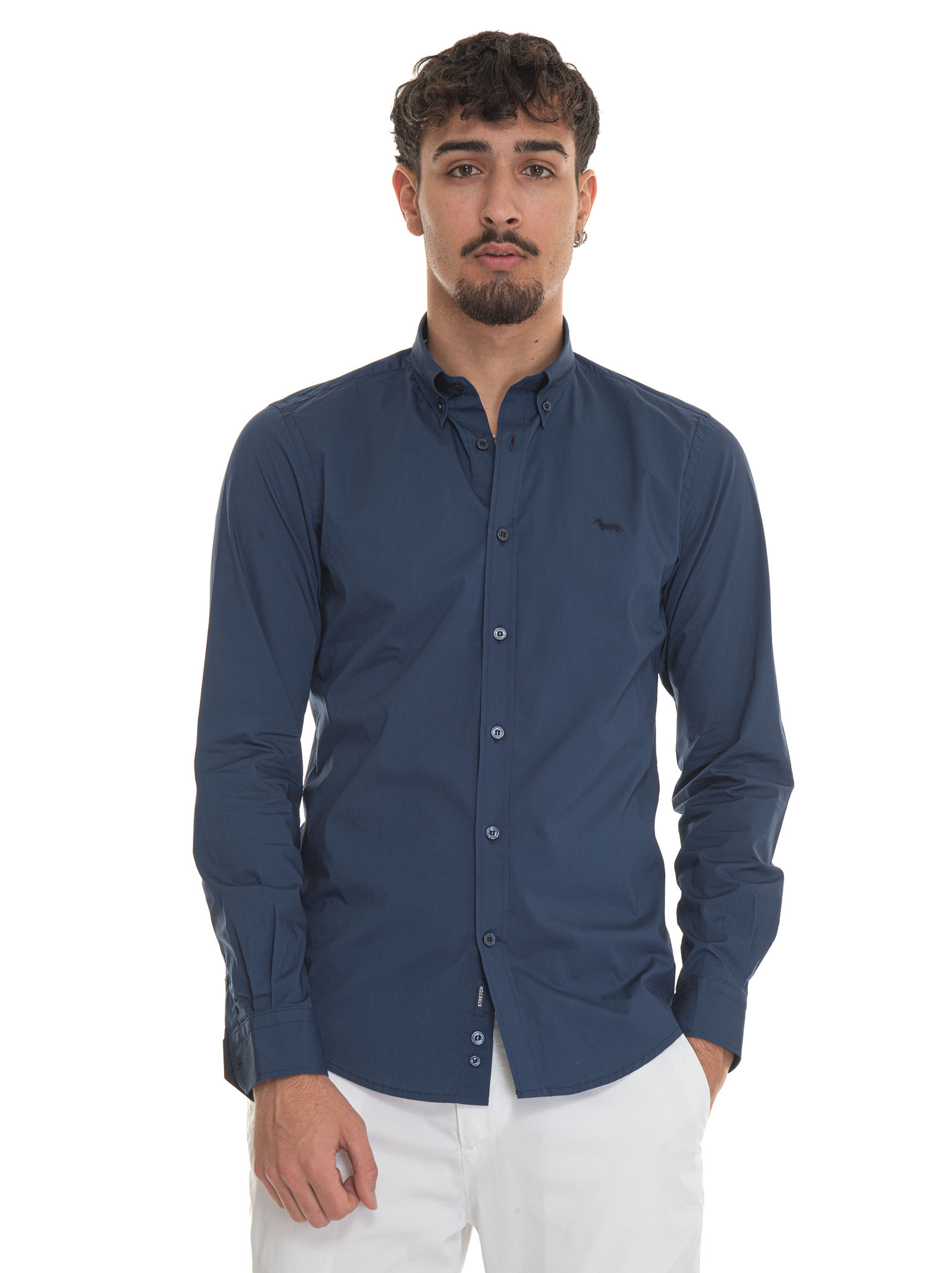 Shop Harmont & Blaine Cnl011 Casual Shirt In Blu Marine