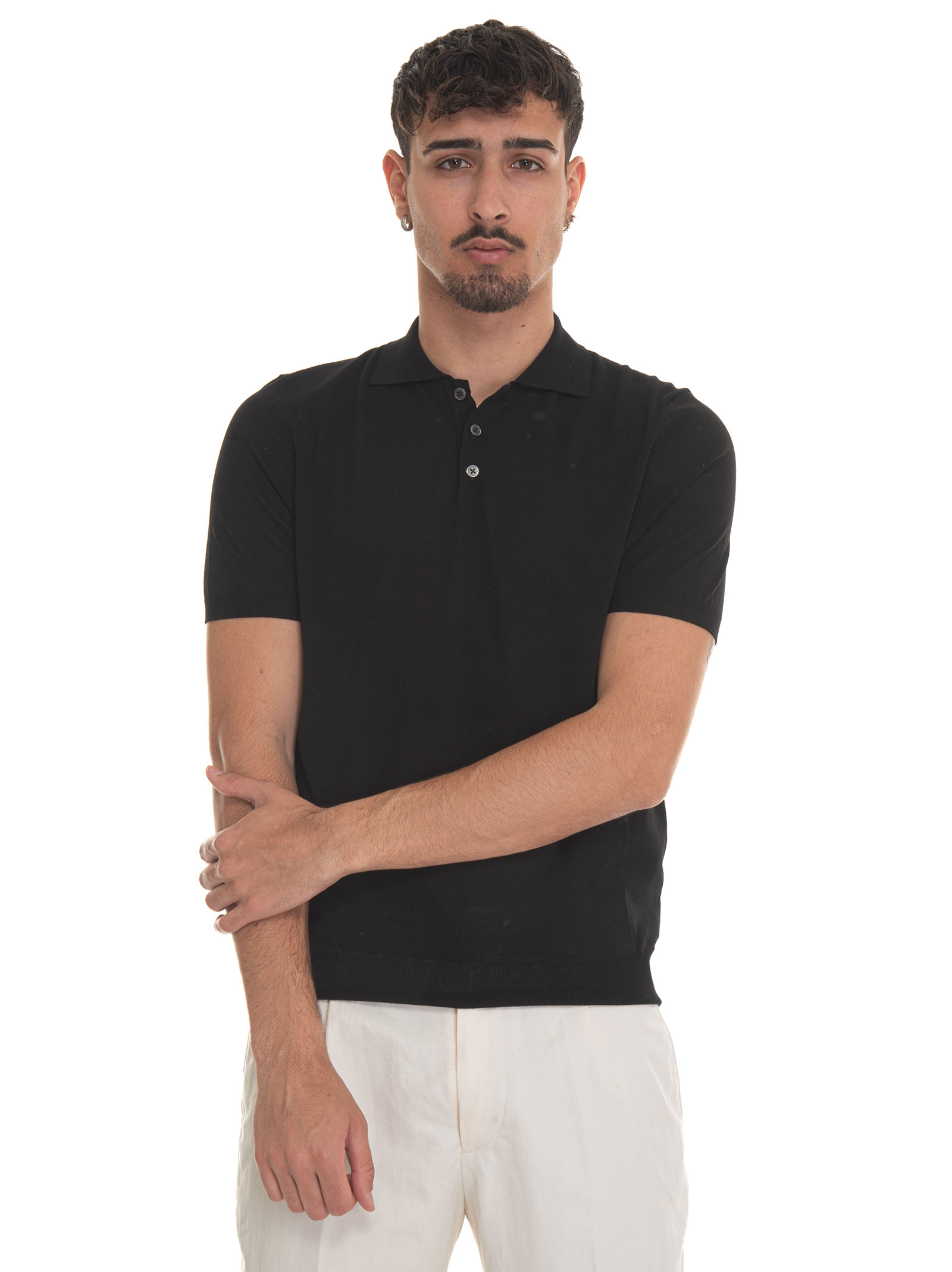Shop Hindustrie Polo-crepe Jersey Polo Shirt In Black
