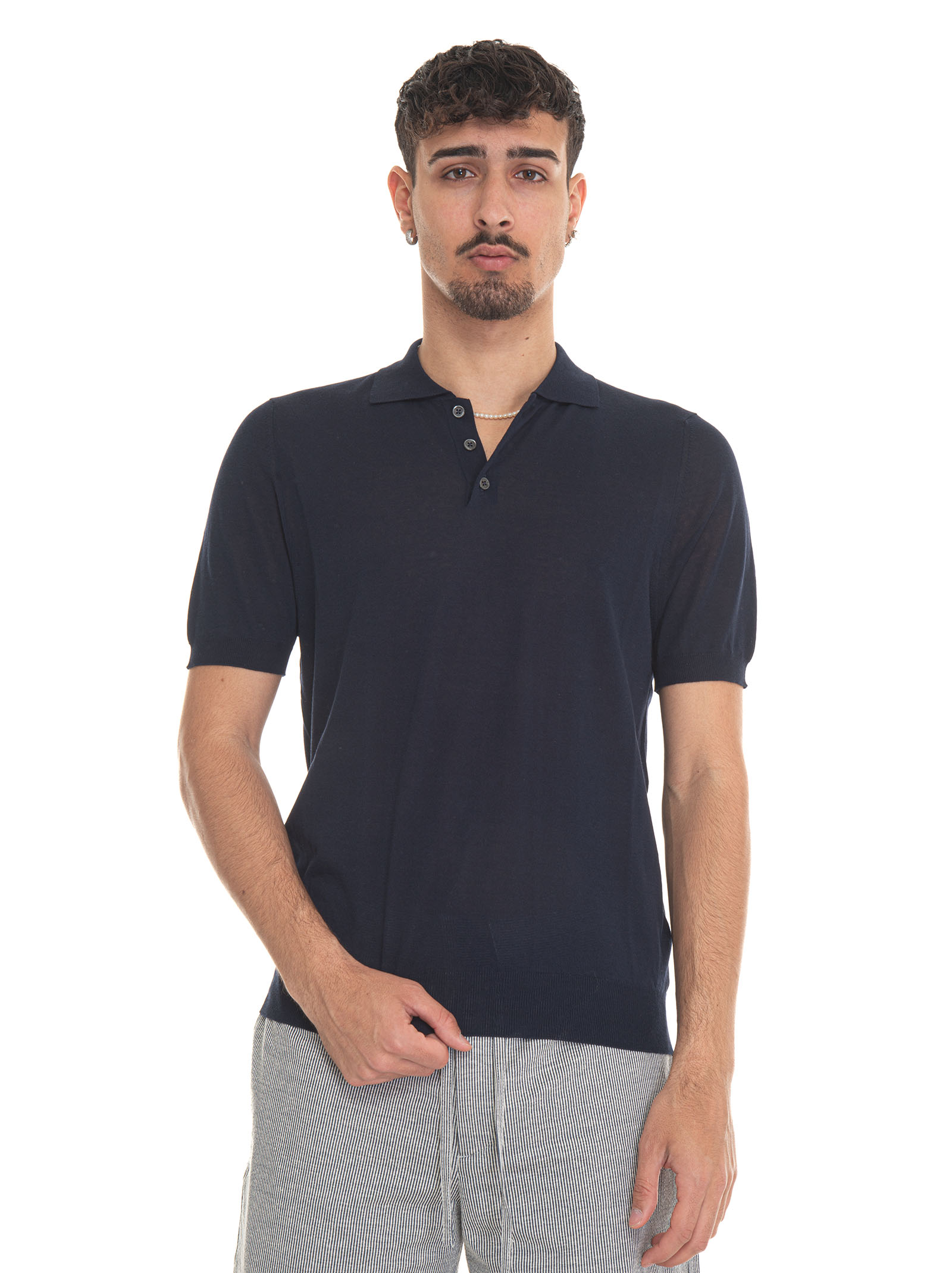 Shop Hindustrie Polo-crepe Jersey Polo Shirt In Blue