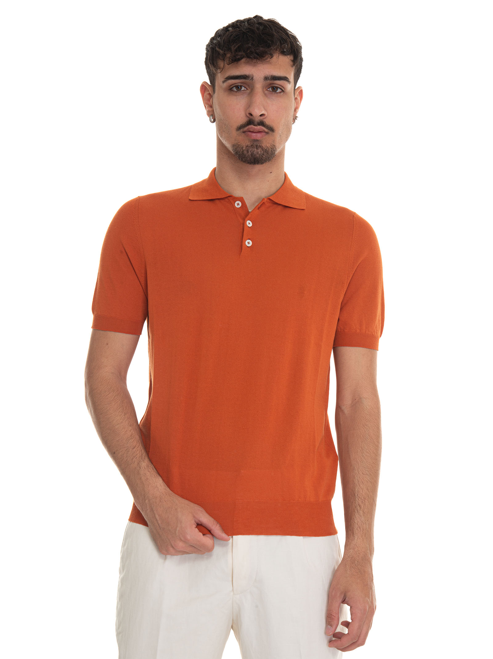 Shop Hindustrie Polo-crepe Jersey Polo Shirt In Orange