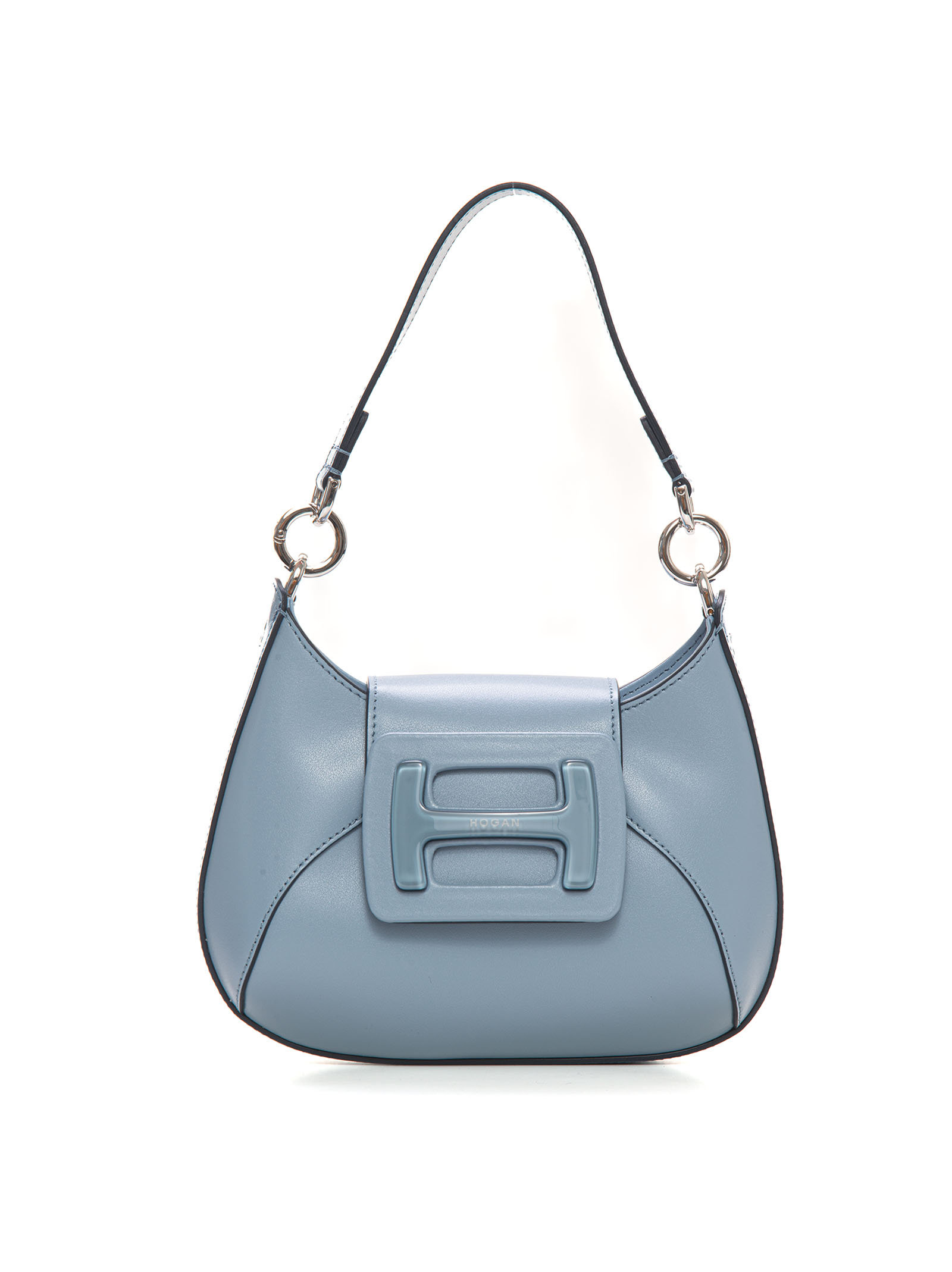 Shop Hogan H-bag-hobo Small-size Leather Bag In Sky Blue