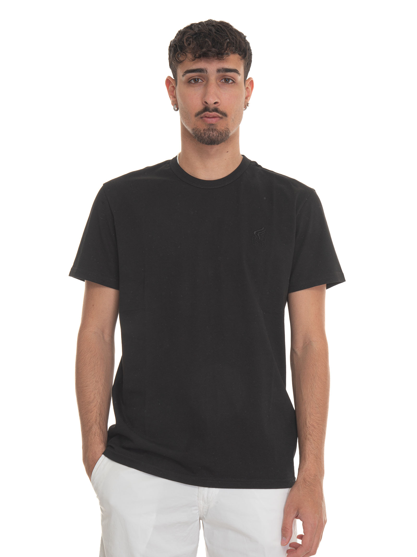 Shop Hogan Short-sleeved Round-necked T-shirt In Black