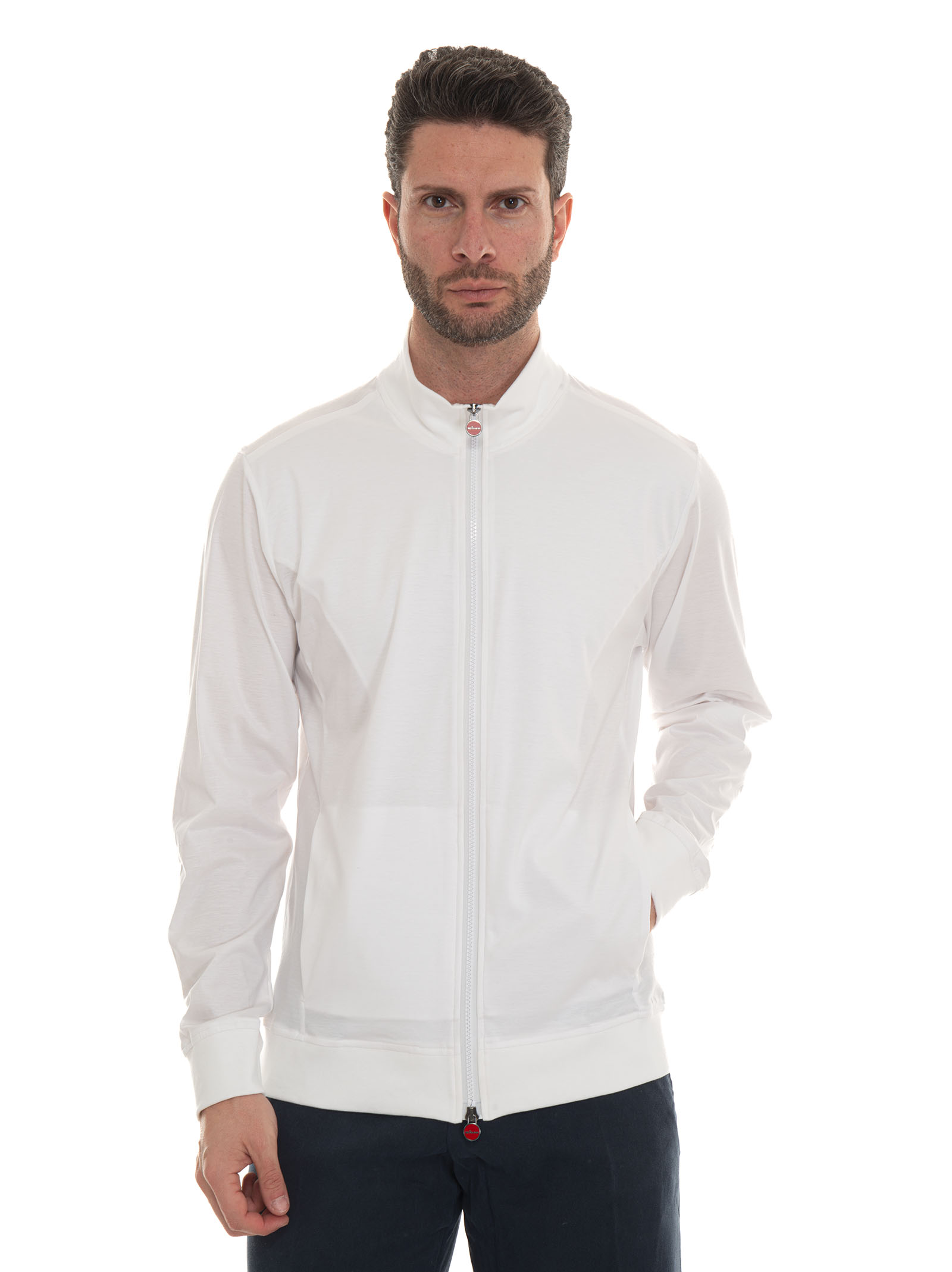Kiton Zip Sweatshirt With Hood In White