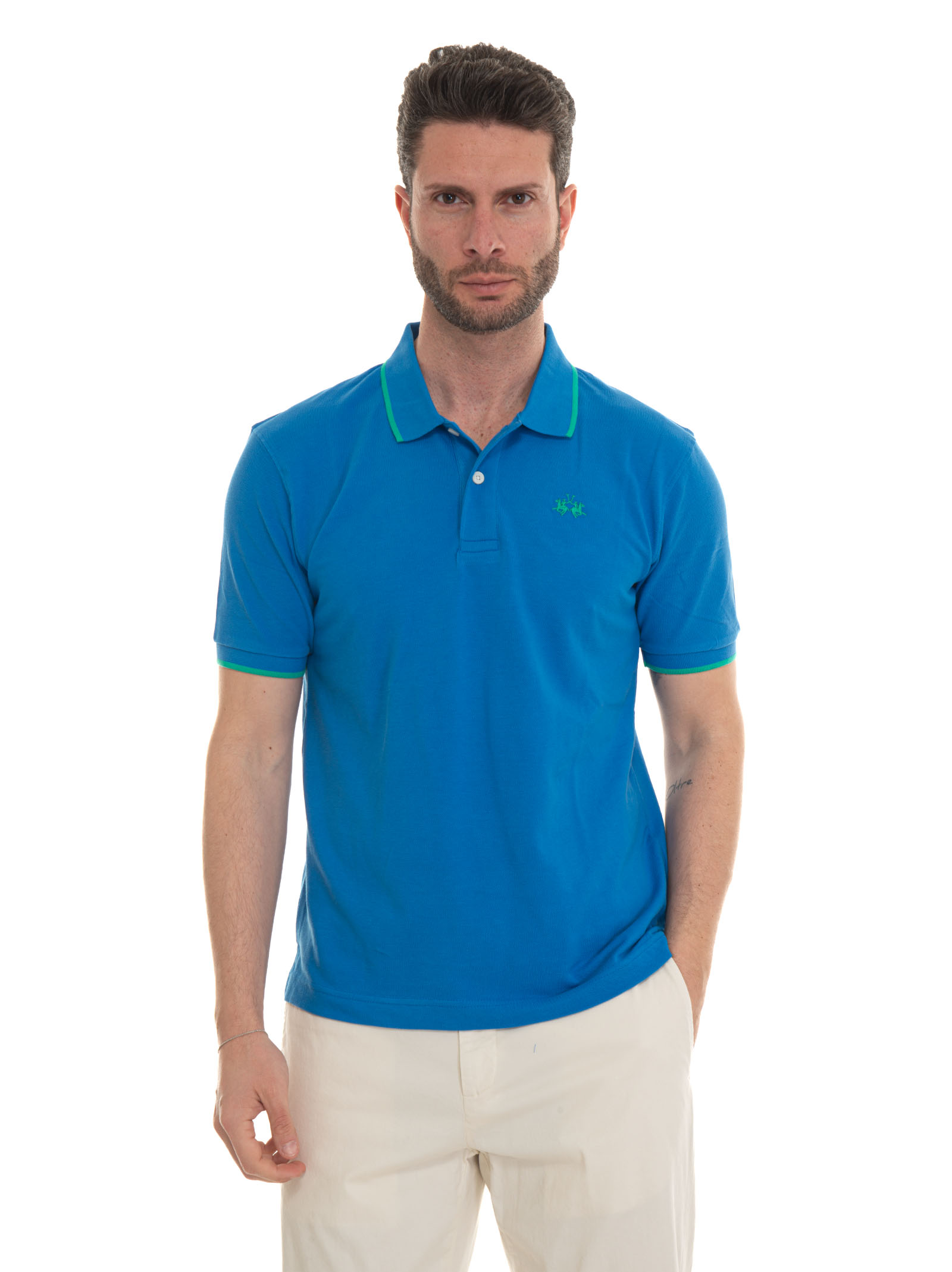 La Martina Anthony  Short Sleeve Polo Shirt In Blue