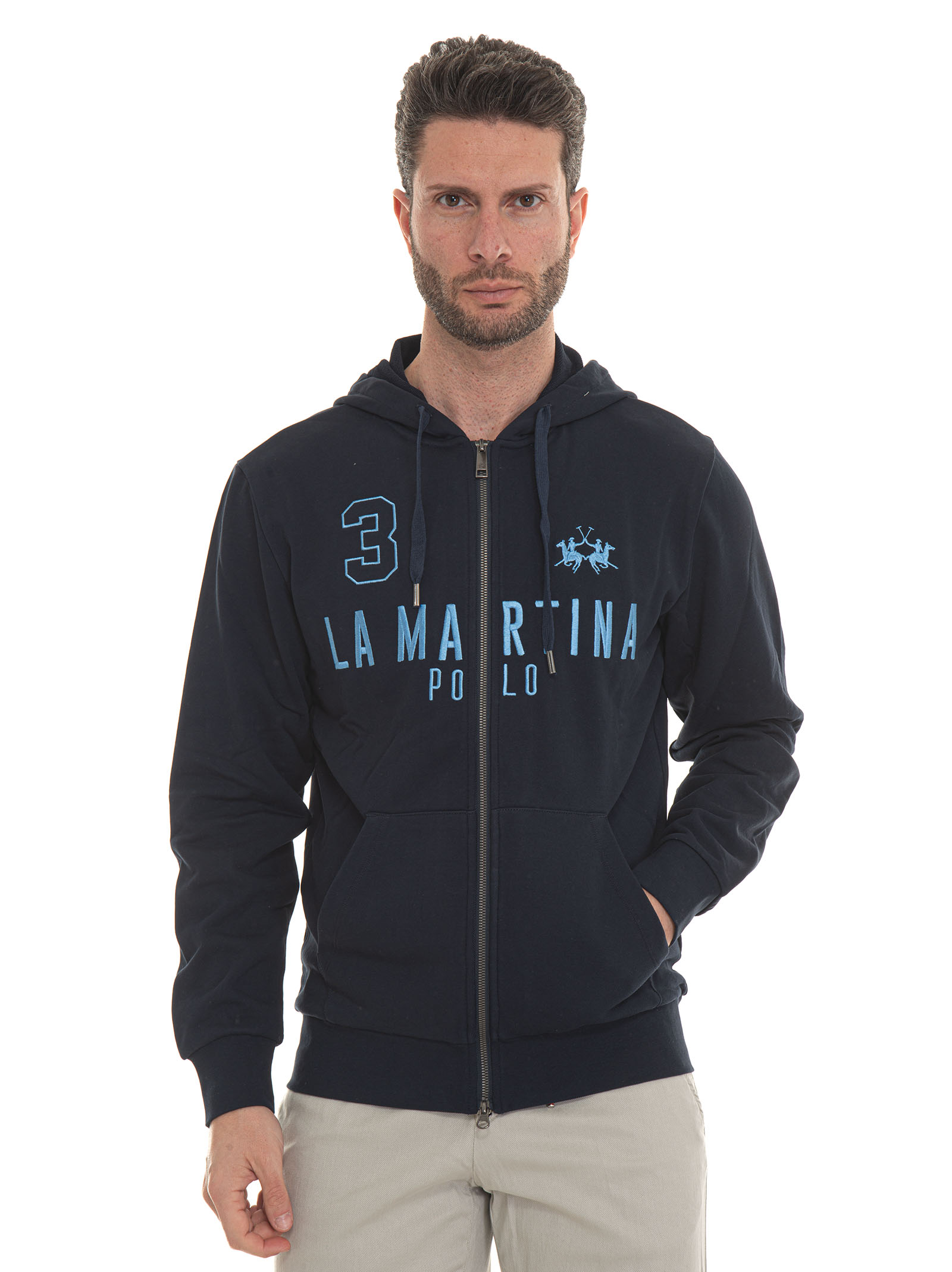 La Martina Sweatshirt With Zip In Blue