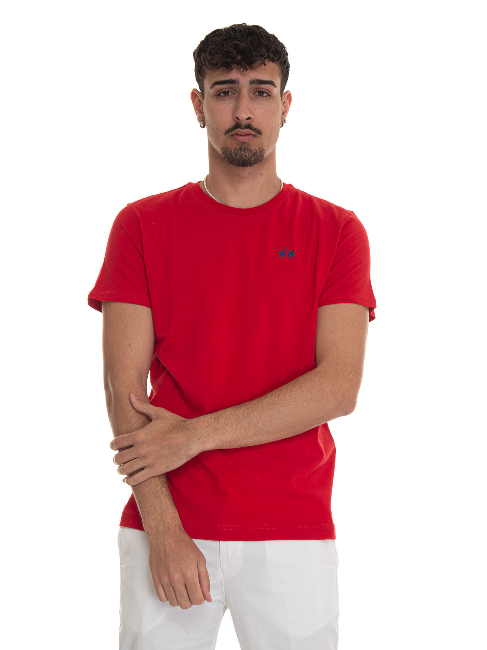Shop La Martina Serge Short-sleeved Round-necked T-shirt In Red