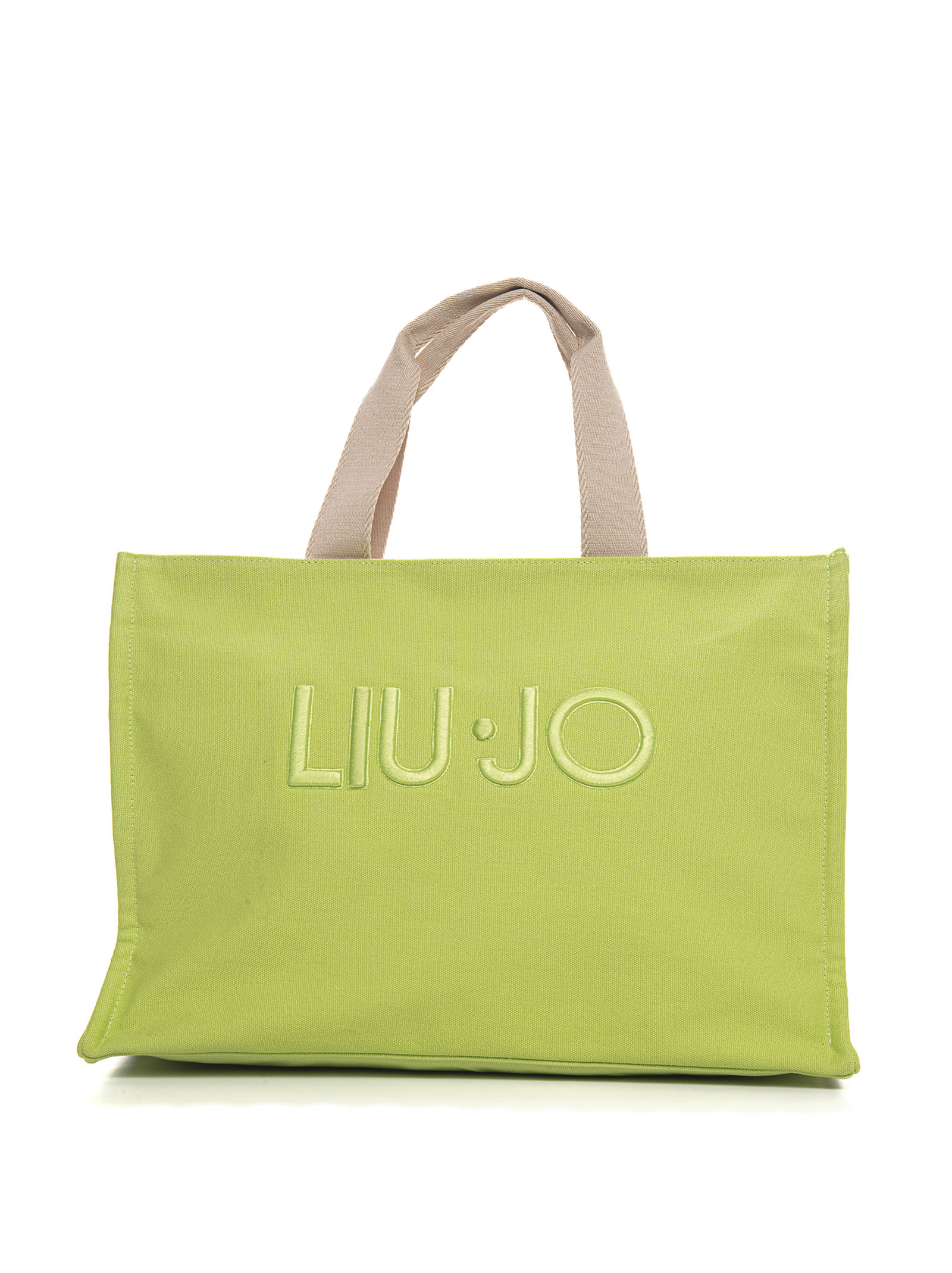 Shop Liu •jo L Tote Canvas Shopping Bag In Lime