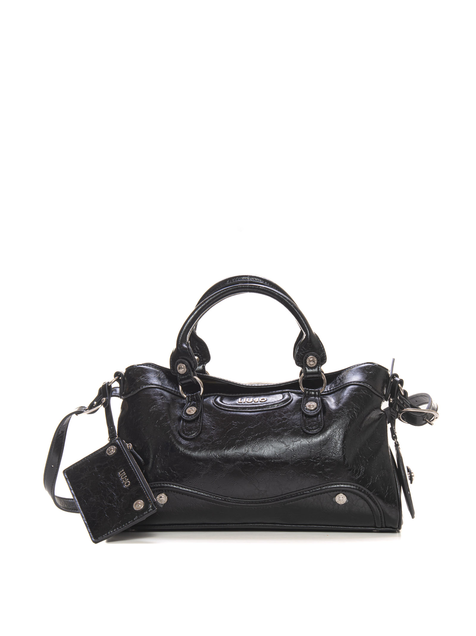Shop Liu •jo Ecs M Satchel Handbag In Black