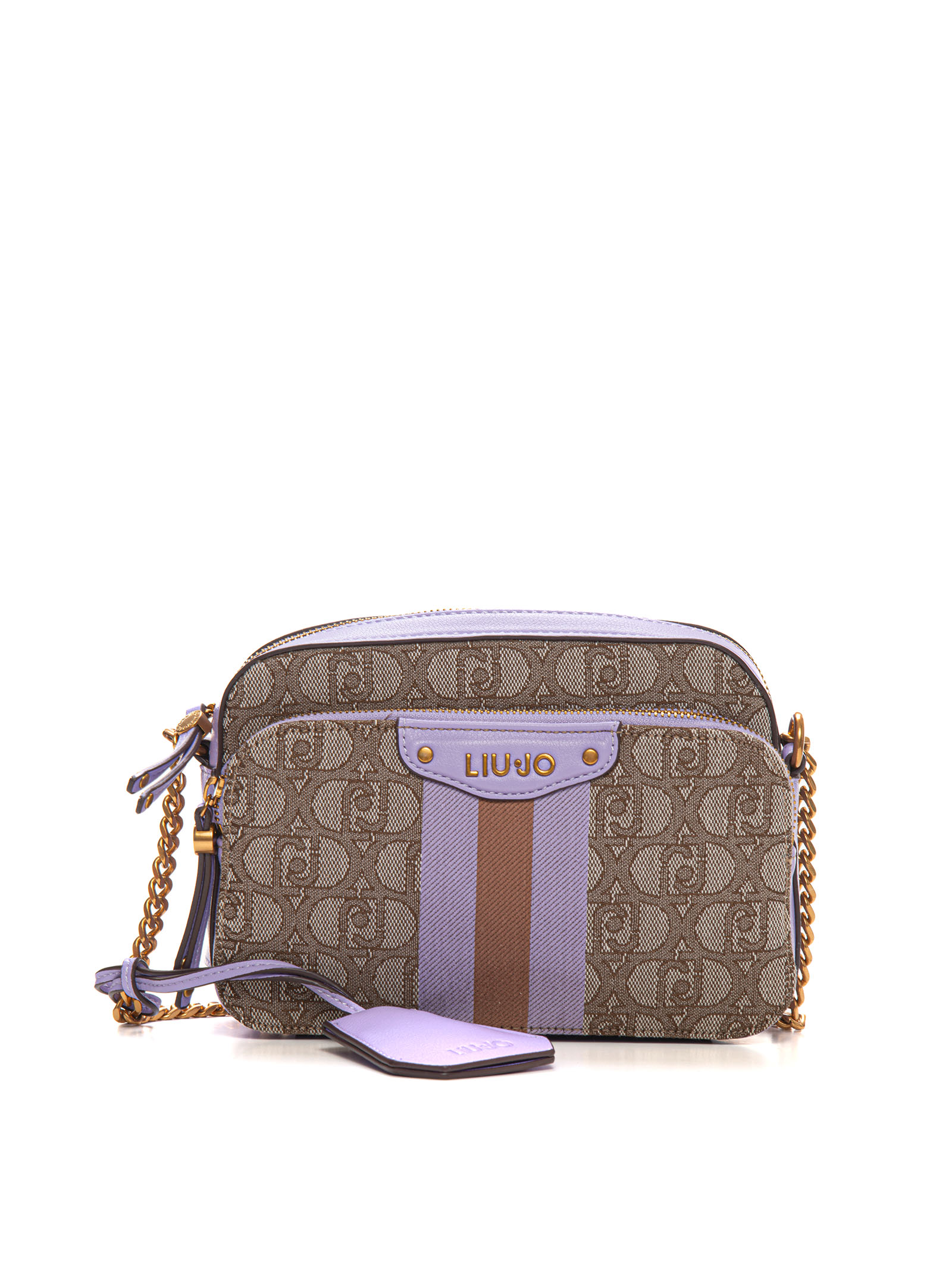 Shop Liu •jo Camera Small Bag In Beige-lilla