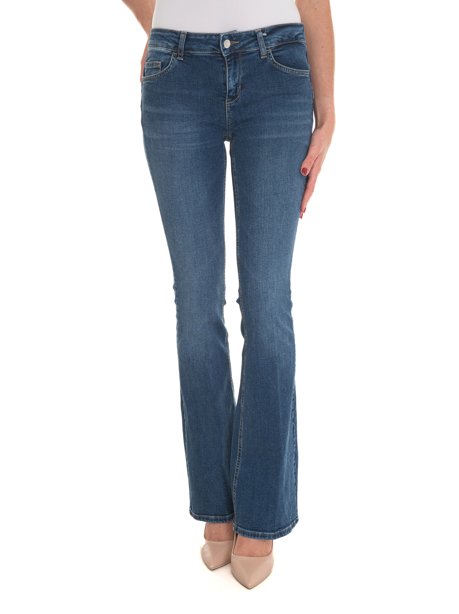 Shop Liu •jo Beat 5 Pocket Denim Jeans In Medium Denim