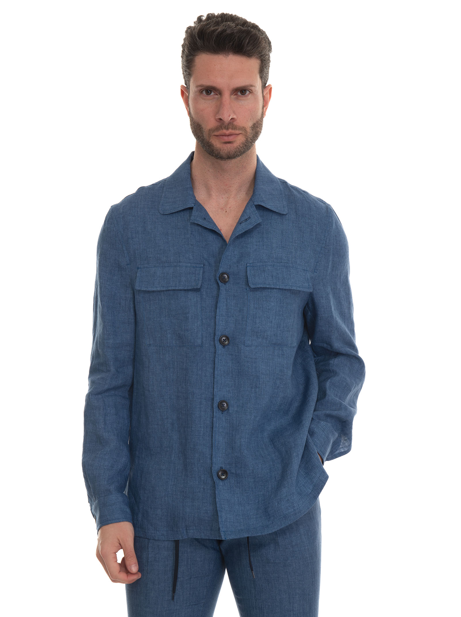 Shop Paoloni Overshirt In Azure